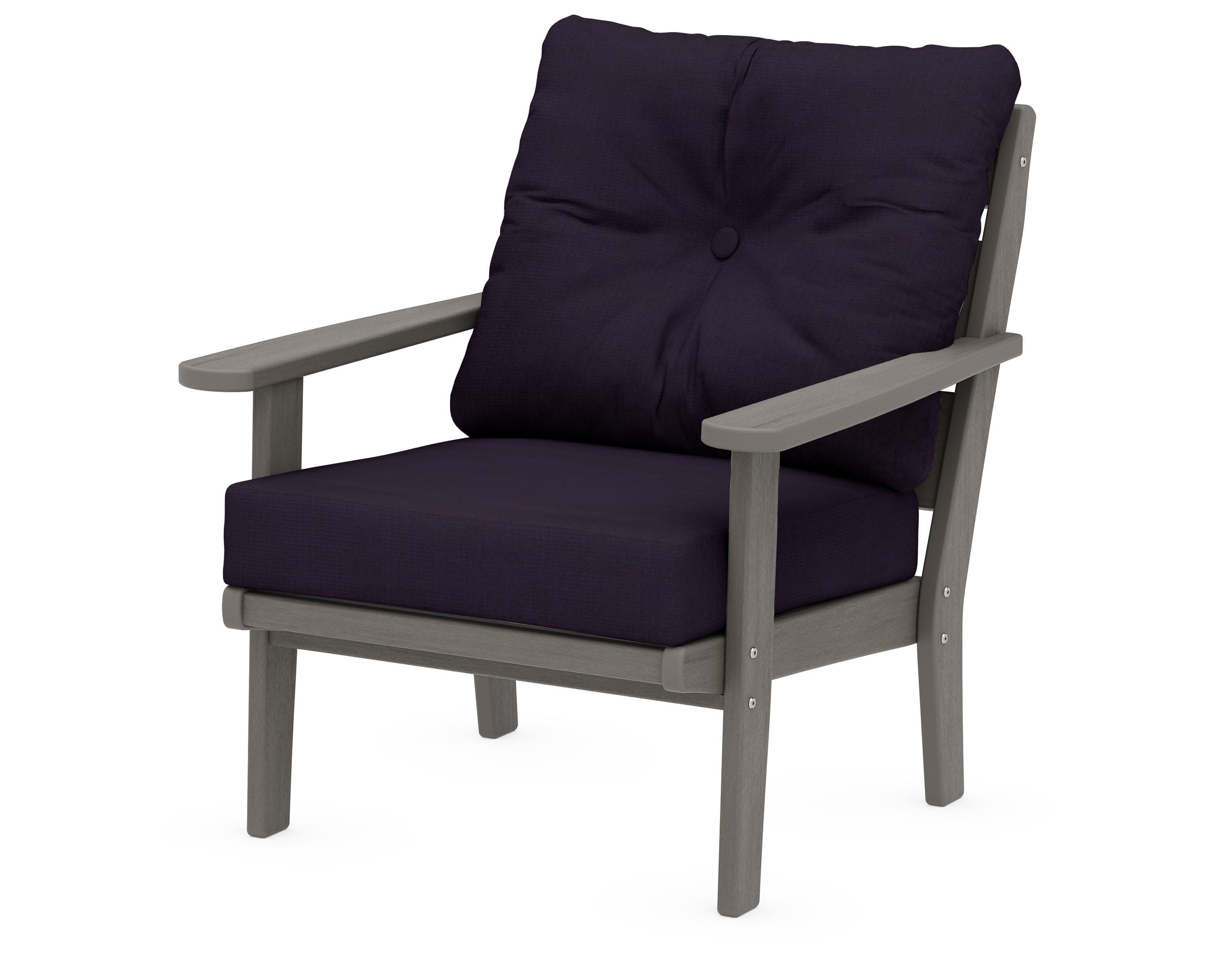 Lakeside Deep Seating Chair in Driftwood / Navy Linen