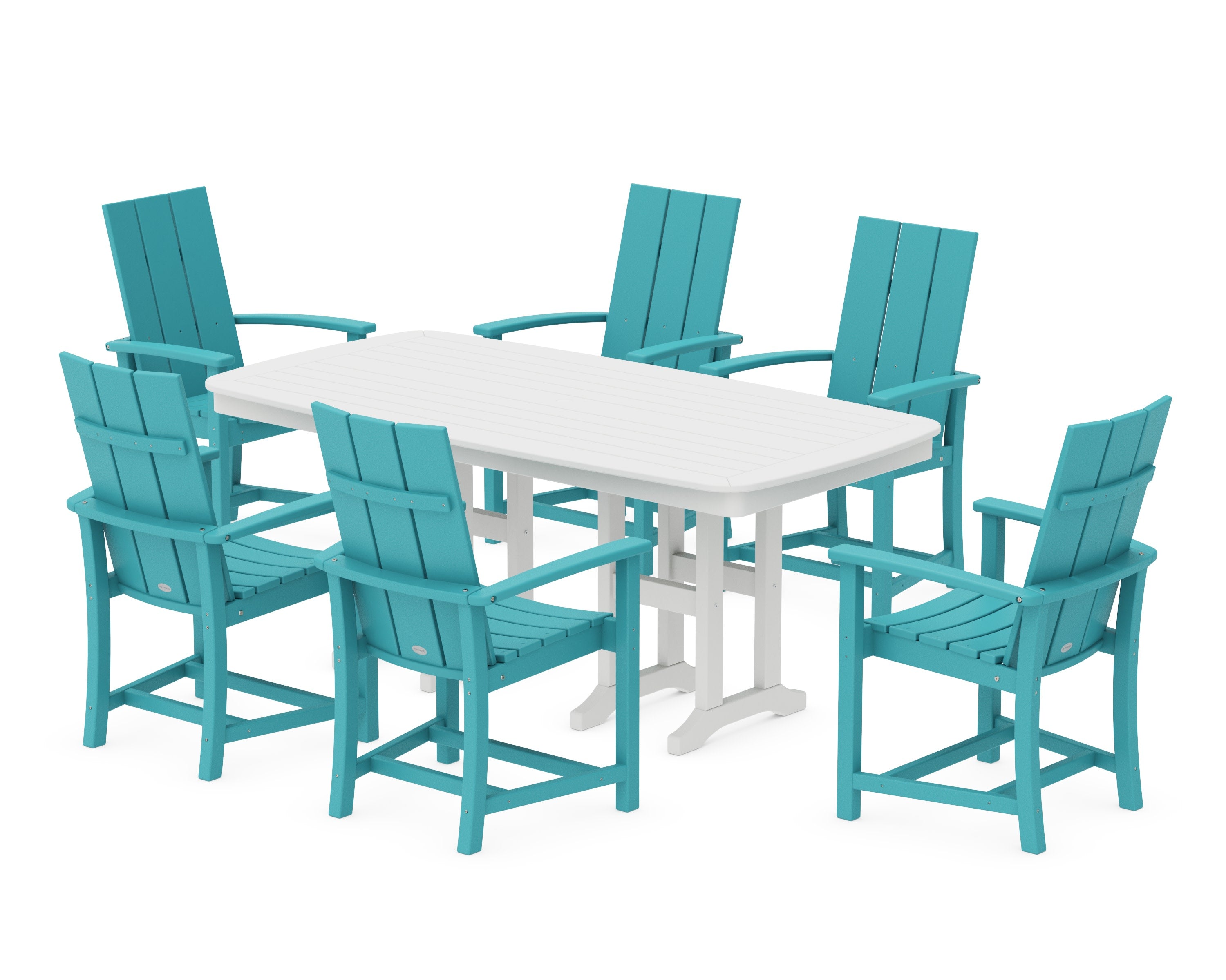 Modern Adirondack 7-Piece Dining Set in Aruba / White