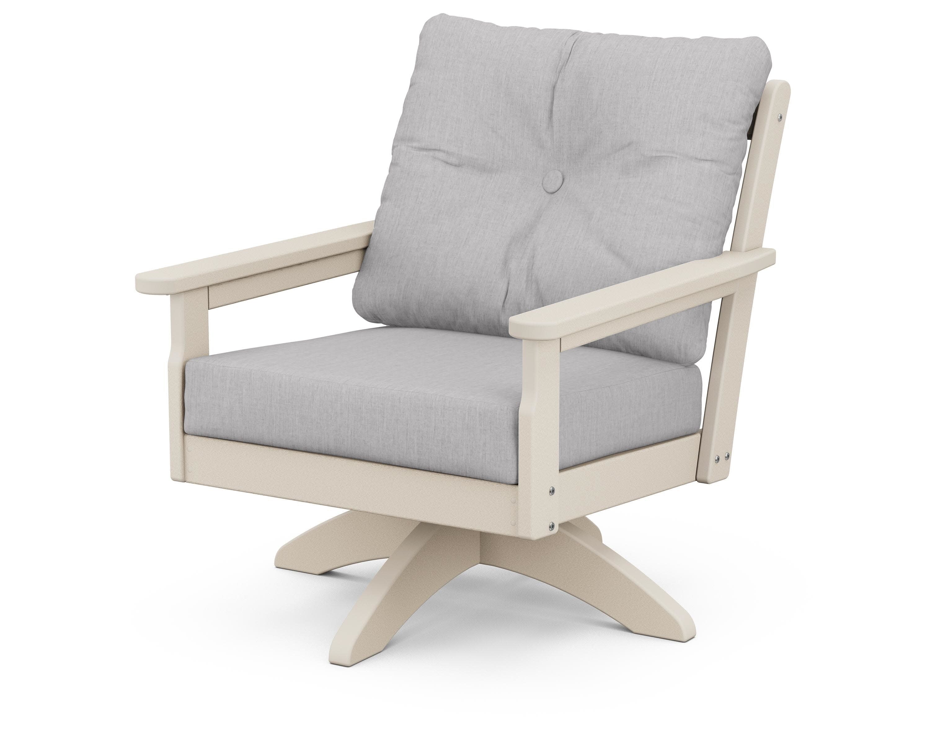 Vineyard Deep Seating Swivel Chair in Sand / Granite
