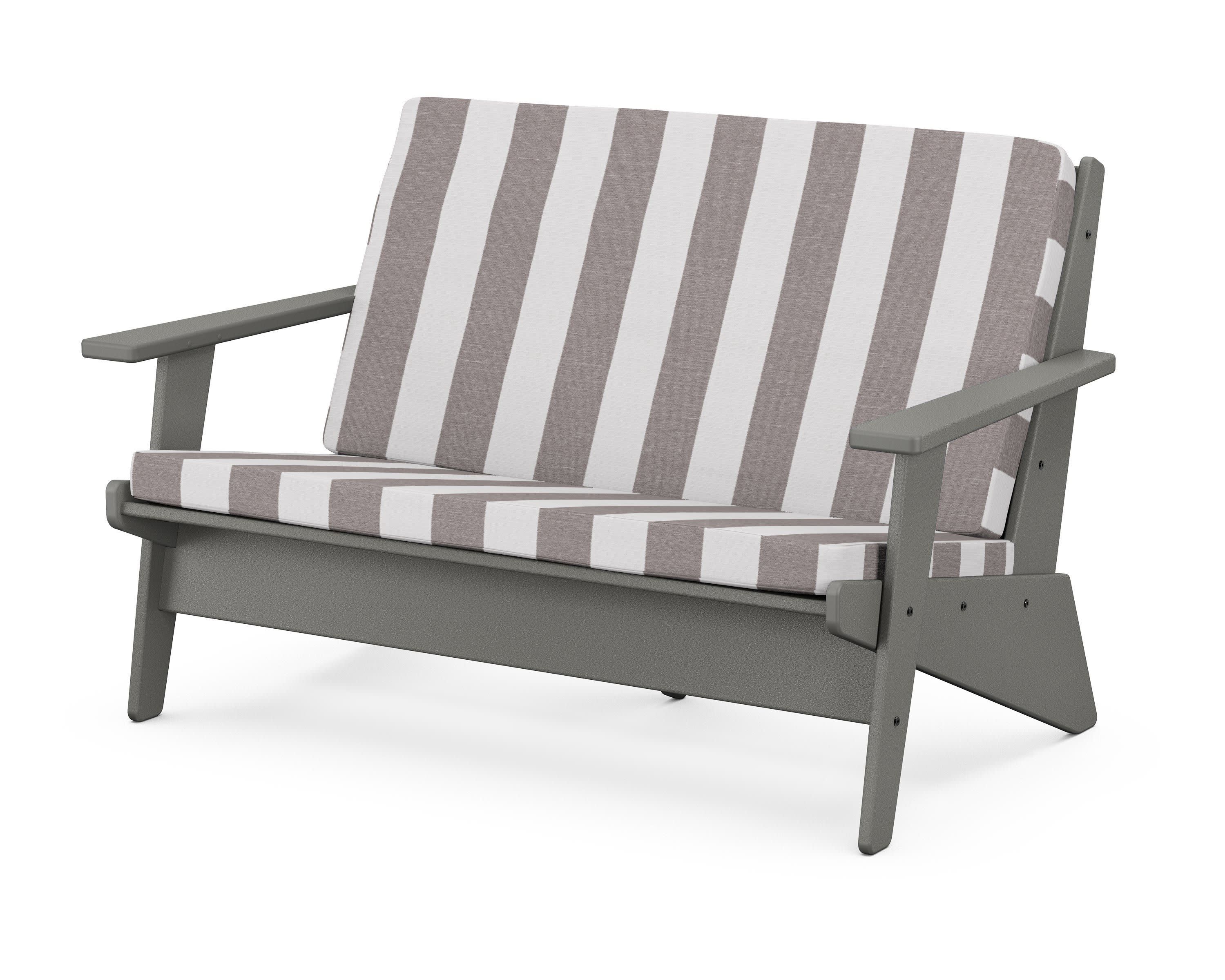 Riviera Modern Lounge Loveseat in Slate Grey / Cabana Stripe Grey Mist