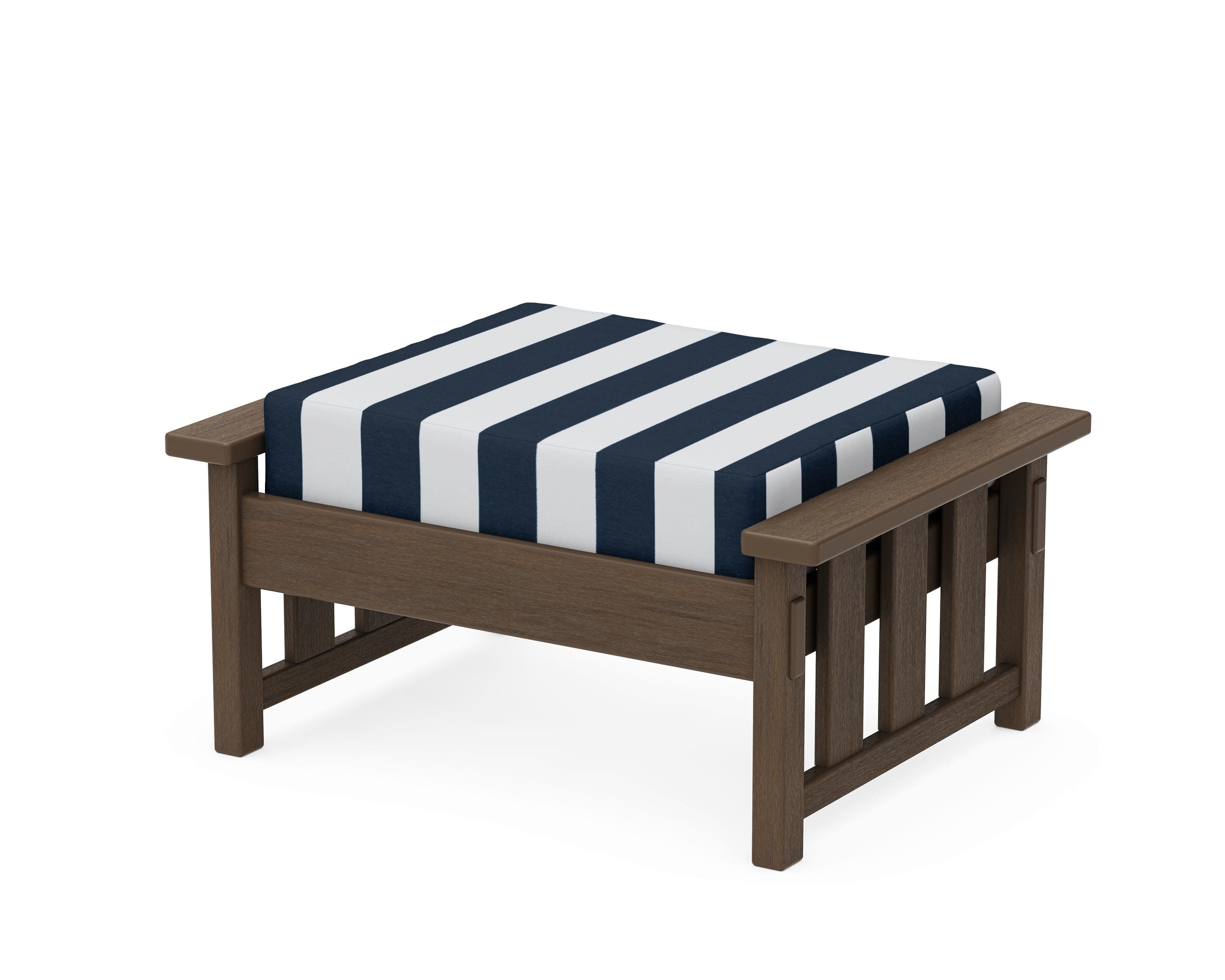 Acadia Deep Seating Ottoman in Kona / Cabana Stripe Marine Indigo