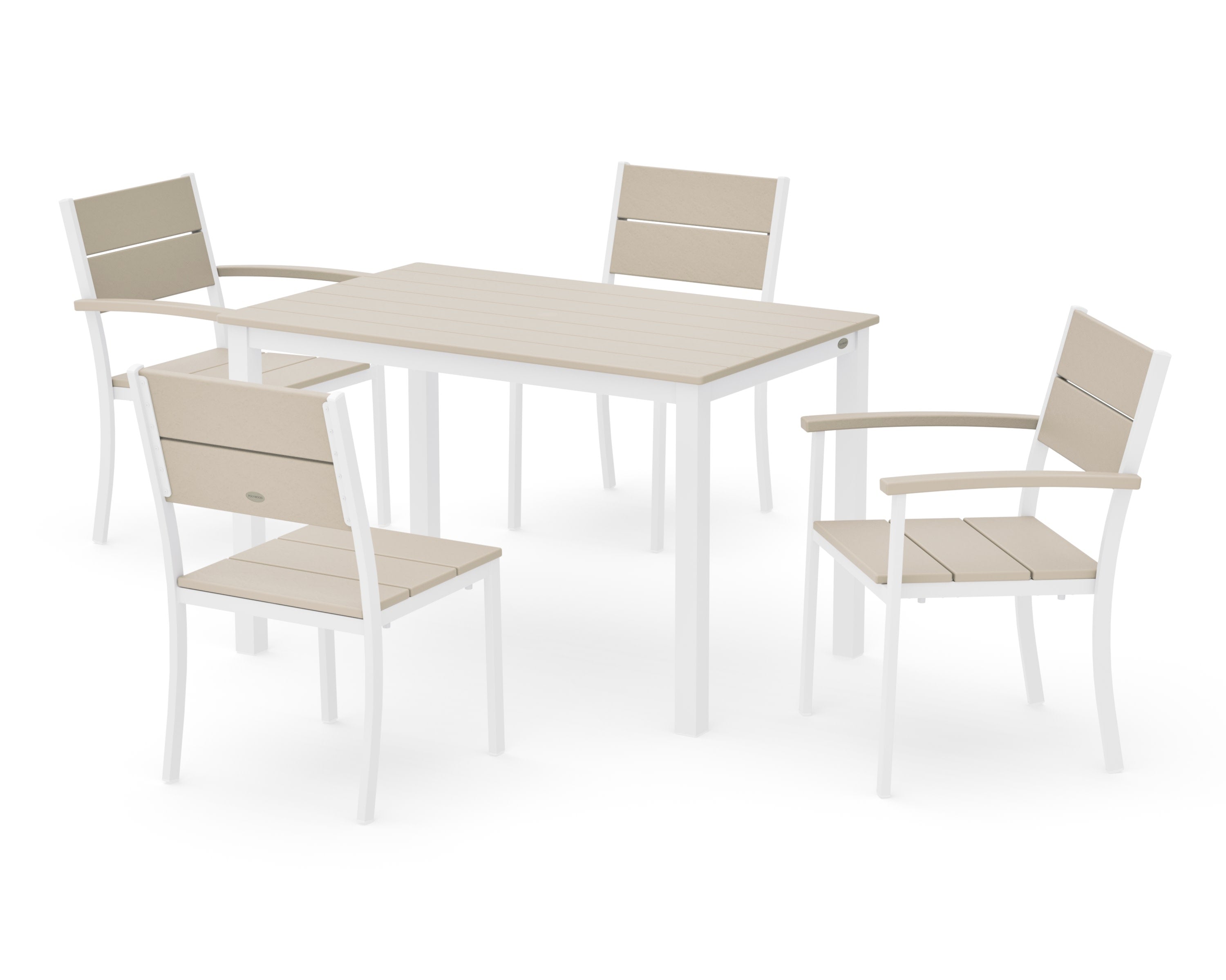Main Street 5-Piece Dining Set in White / Sand