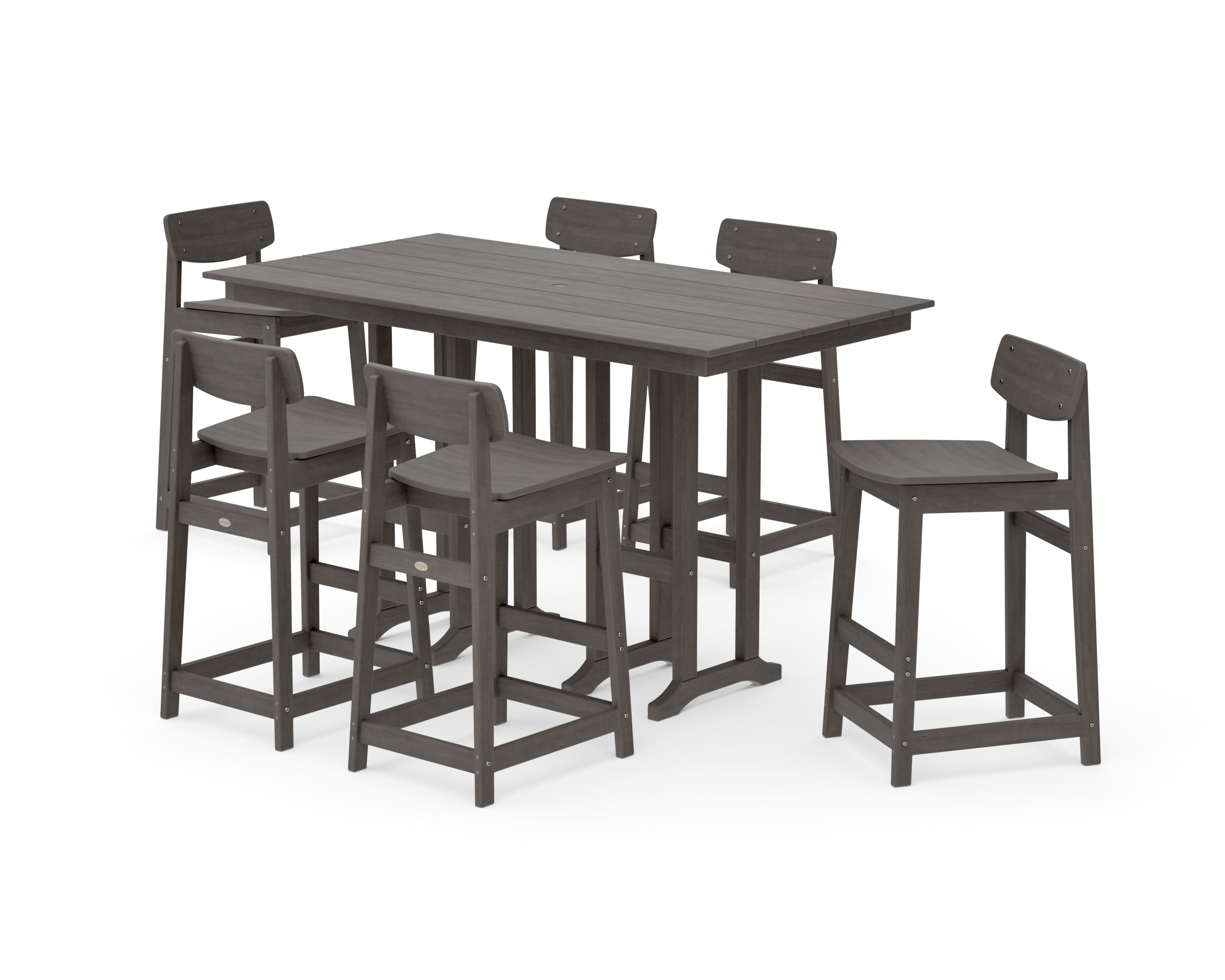 Modern Studio Urban Lowback Bar Chair 7-Piece Set in Driftwood