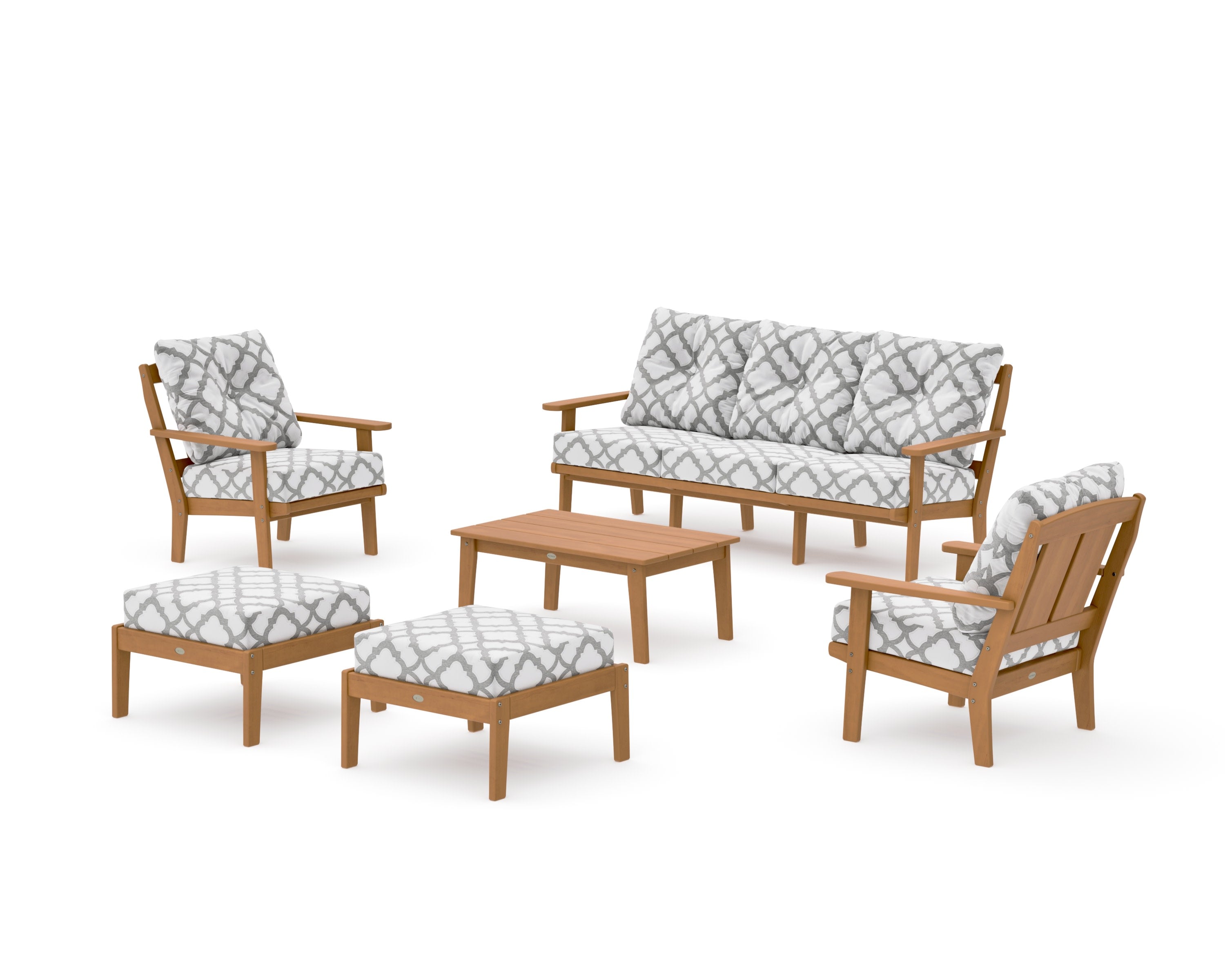 Mission 6-Piece Lounge Sofa Set in Natural / Trellis Grey Mist