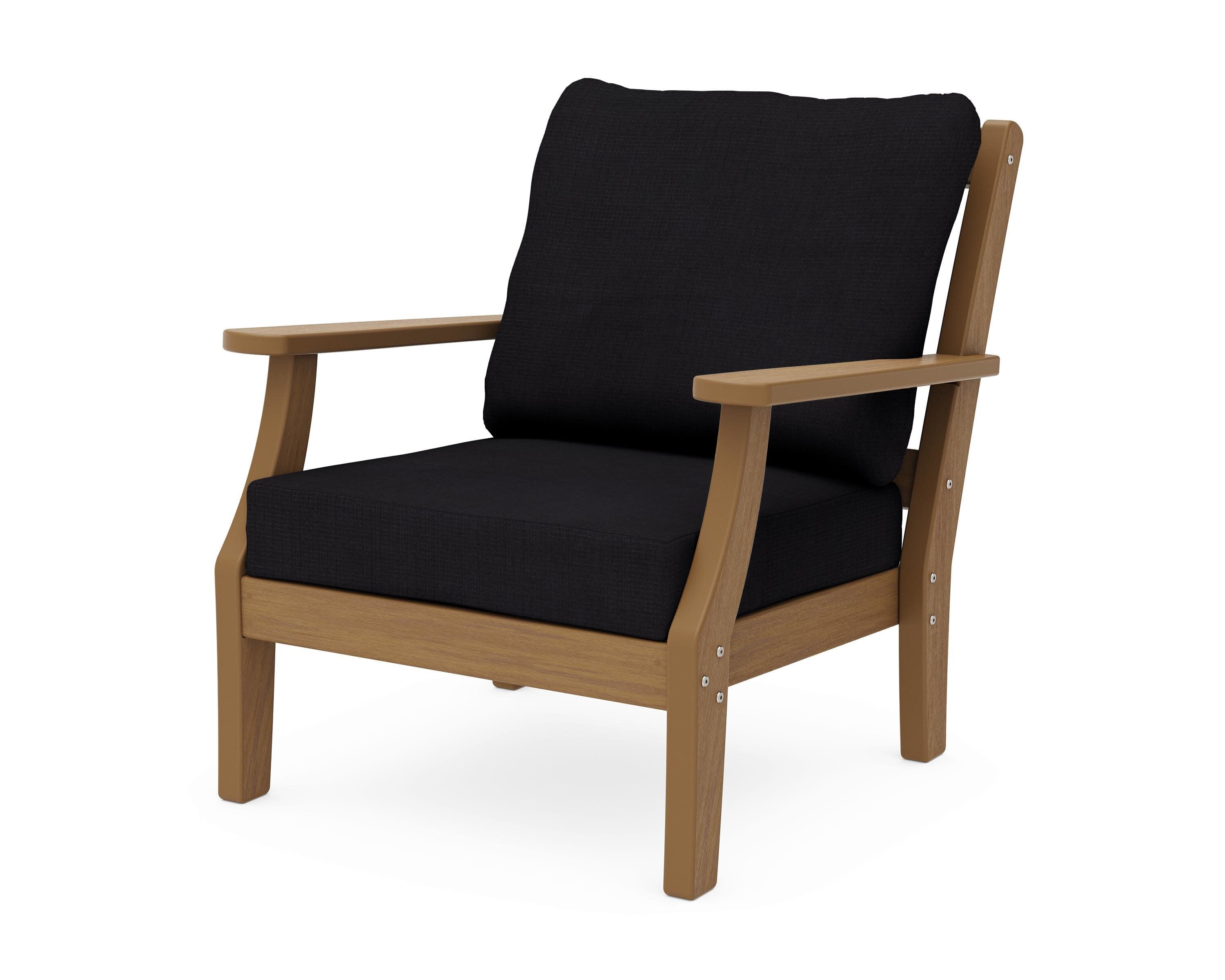 Chinoiserie Deep Seating Chair in Natural / Midnight Linen