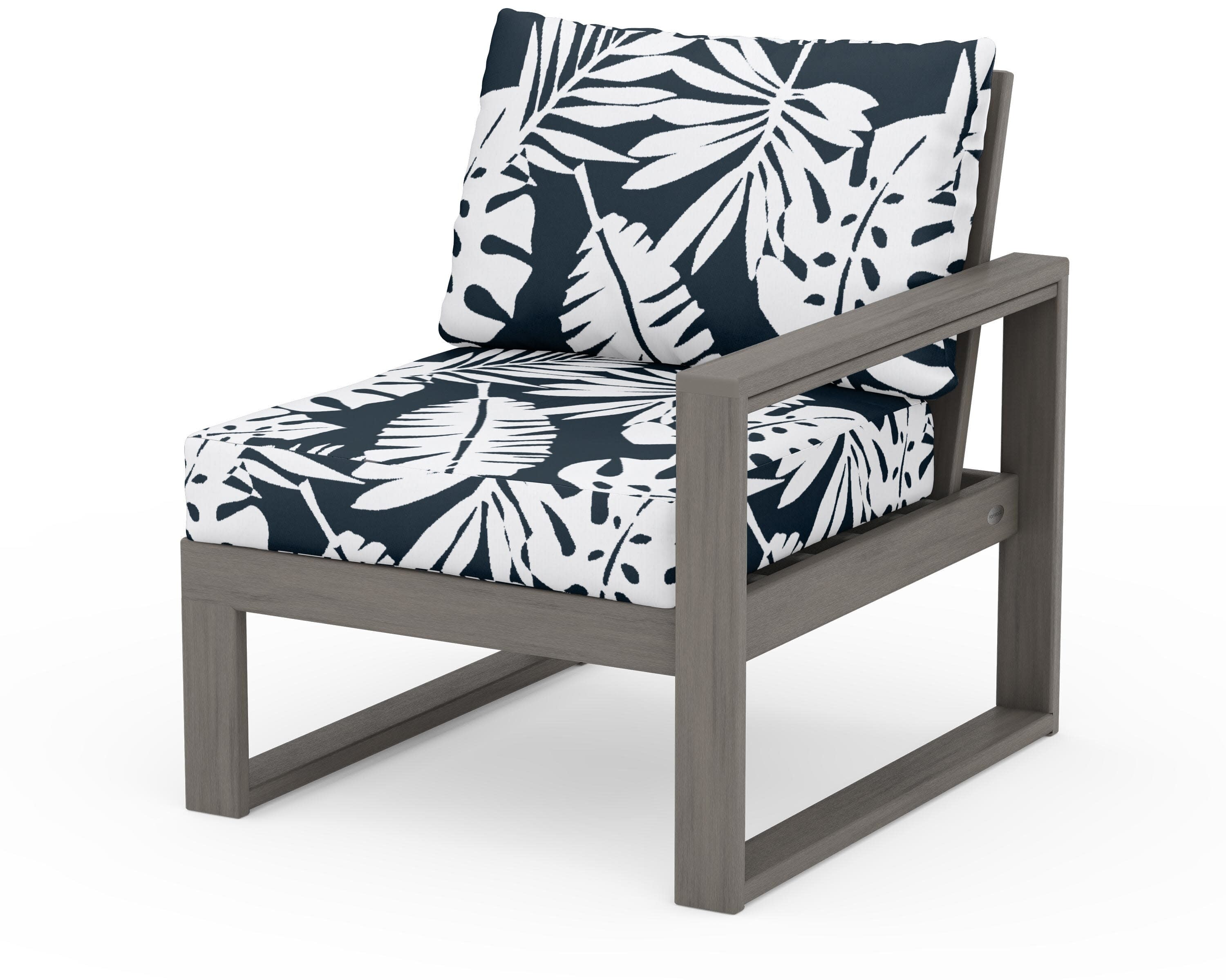 EDGE Modular Right Arm Chair in Driftwood / Leaf Marine Indigo