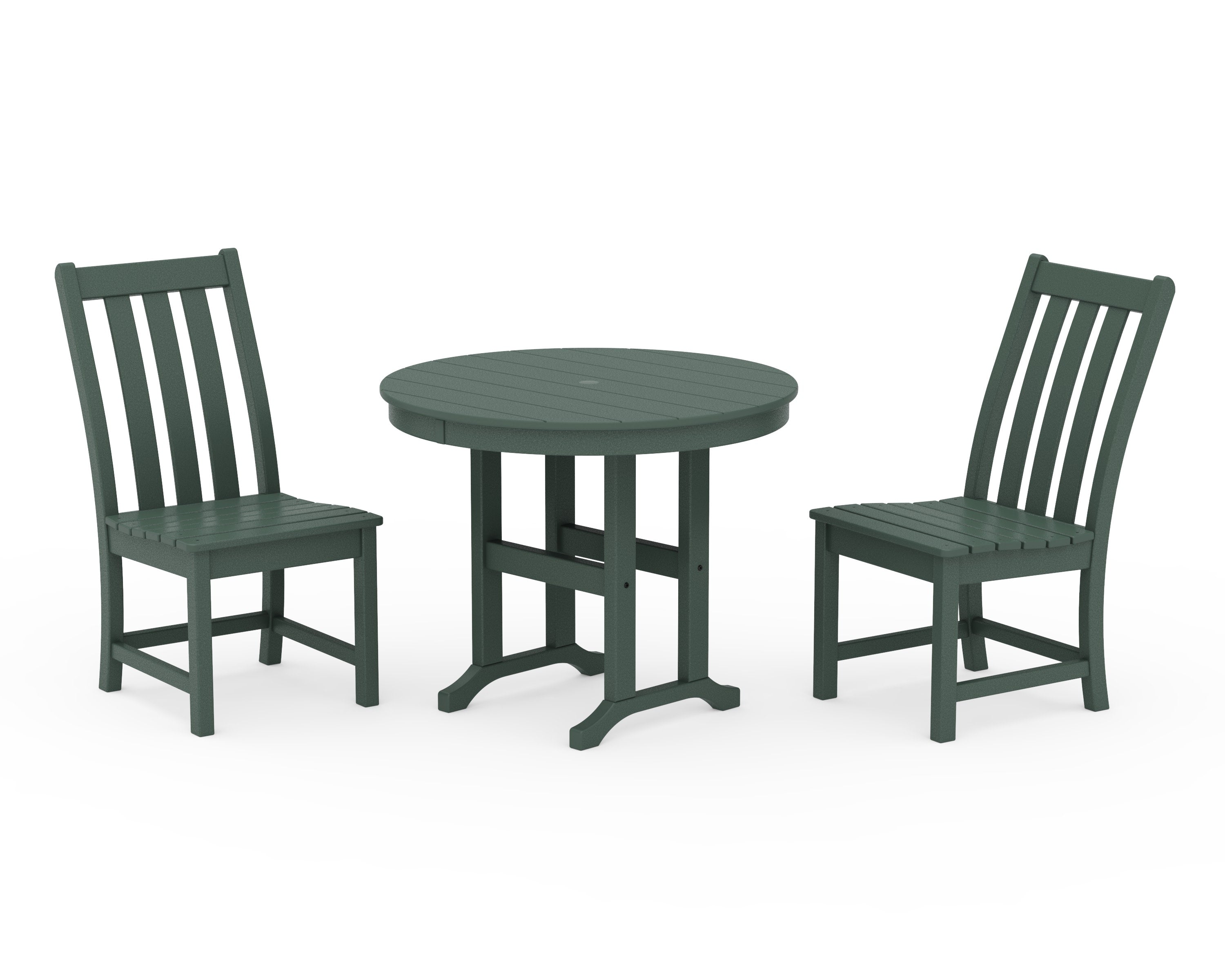 Vineyard Side Chair 3-Piece Round Dining Set in Green