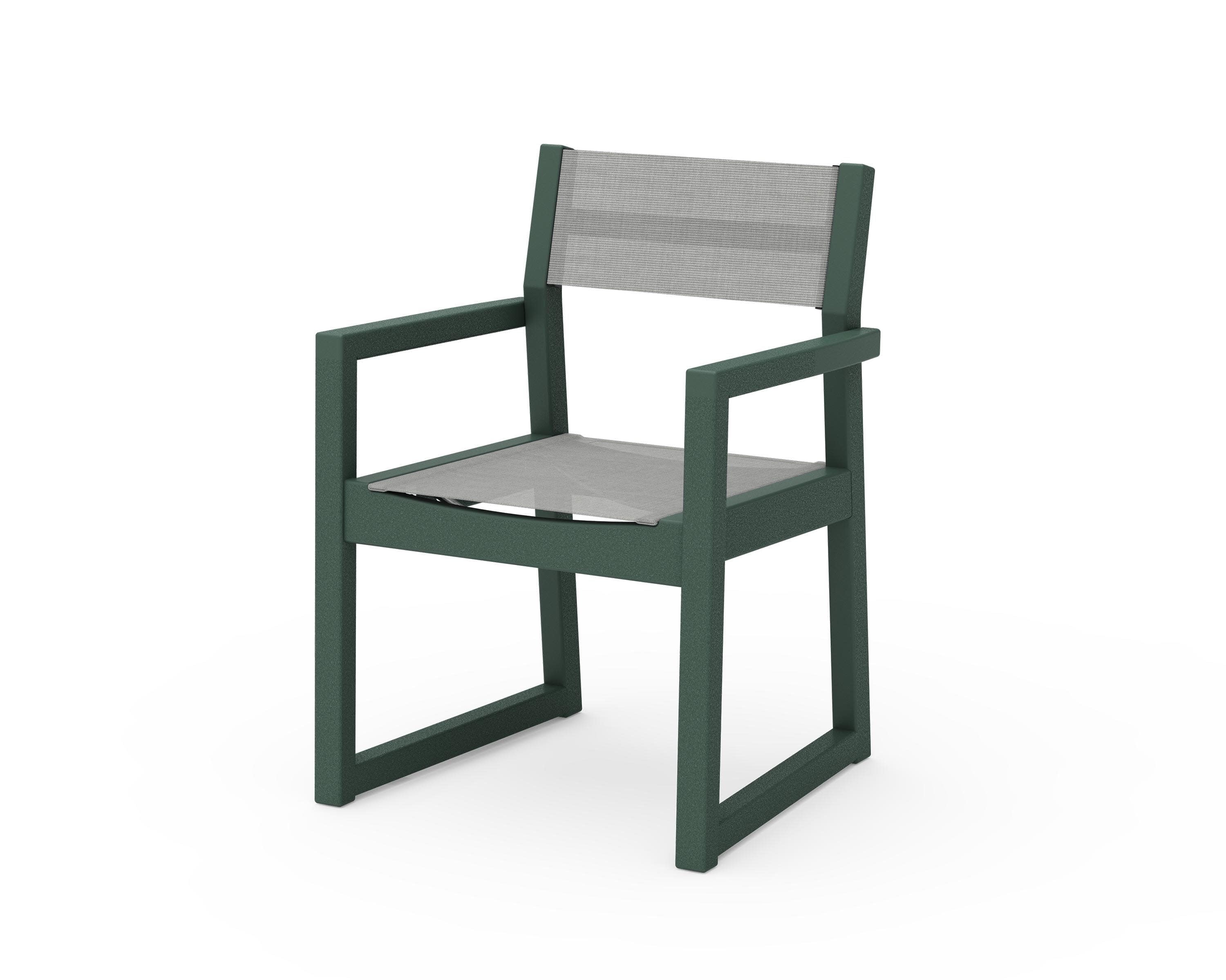 EDGE Sling Dining Arm Chair in Green / Metallic Sling