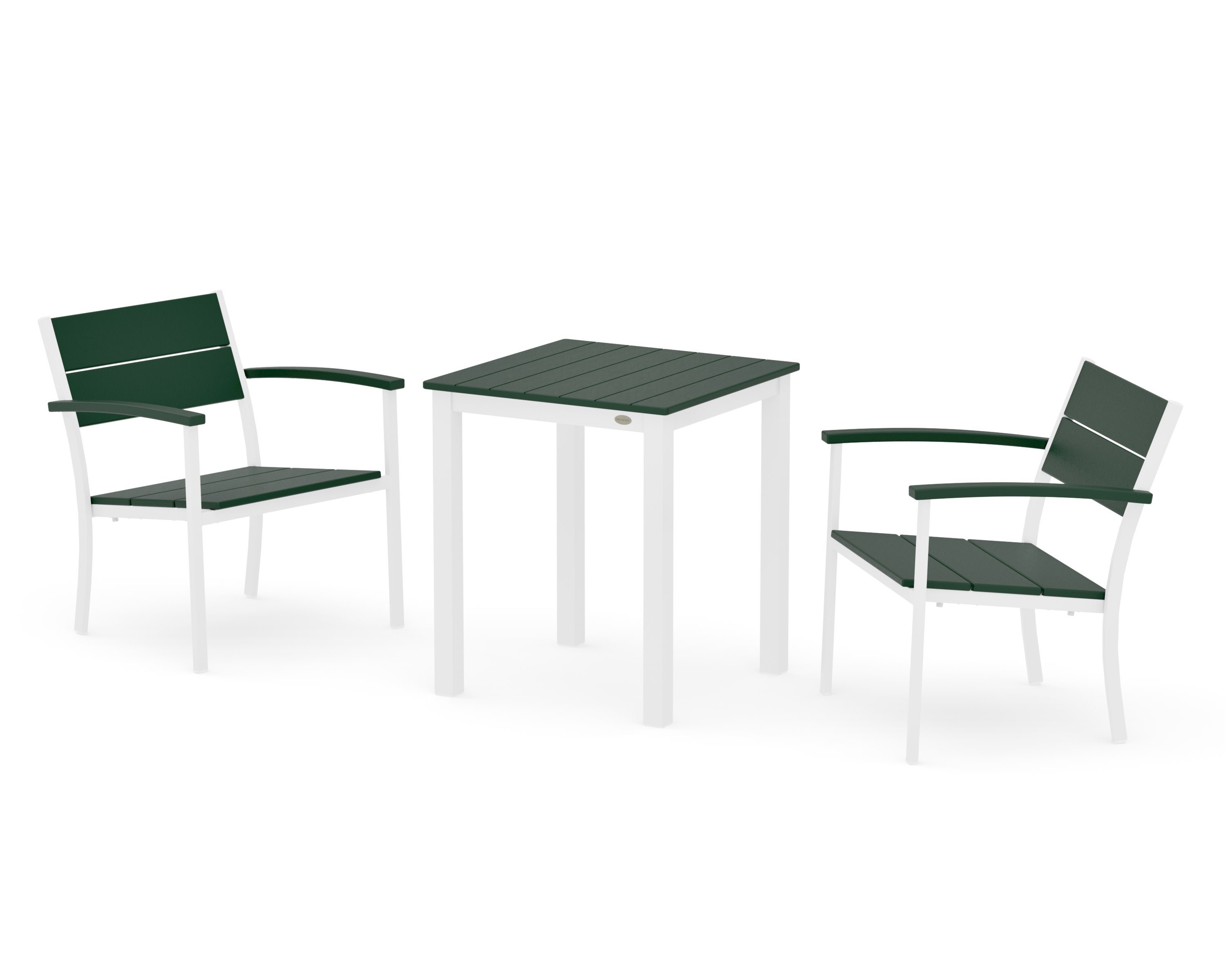 Main Street 3-Piece Square Dining Set in White / Green
