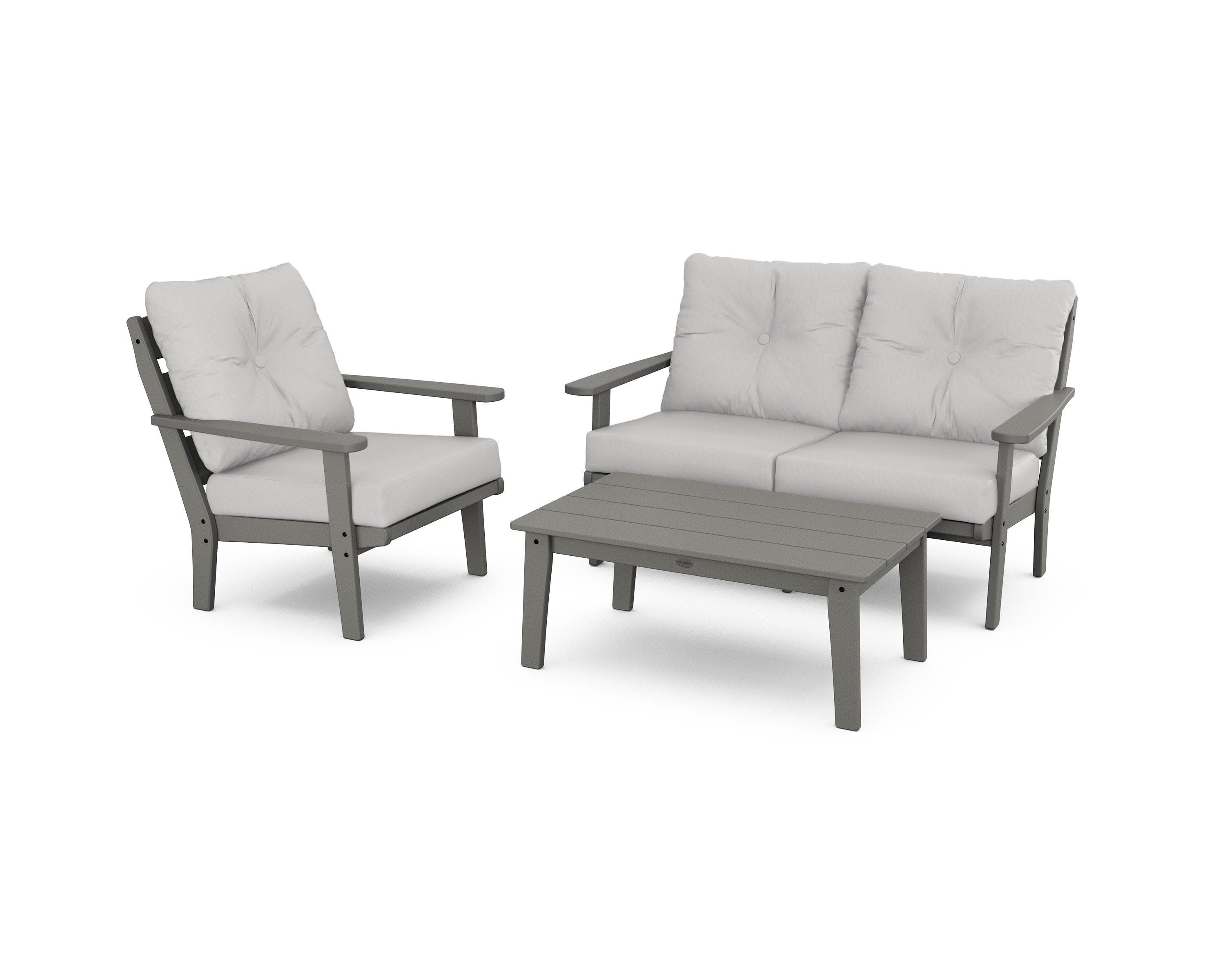 Lakeside 3-Piece Deep Seating Set in Slate Grey / Diamond in the Rough