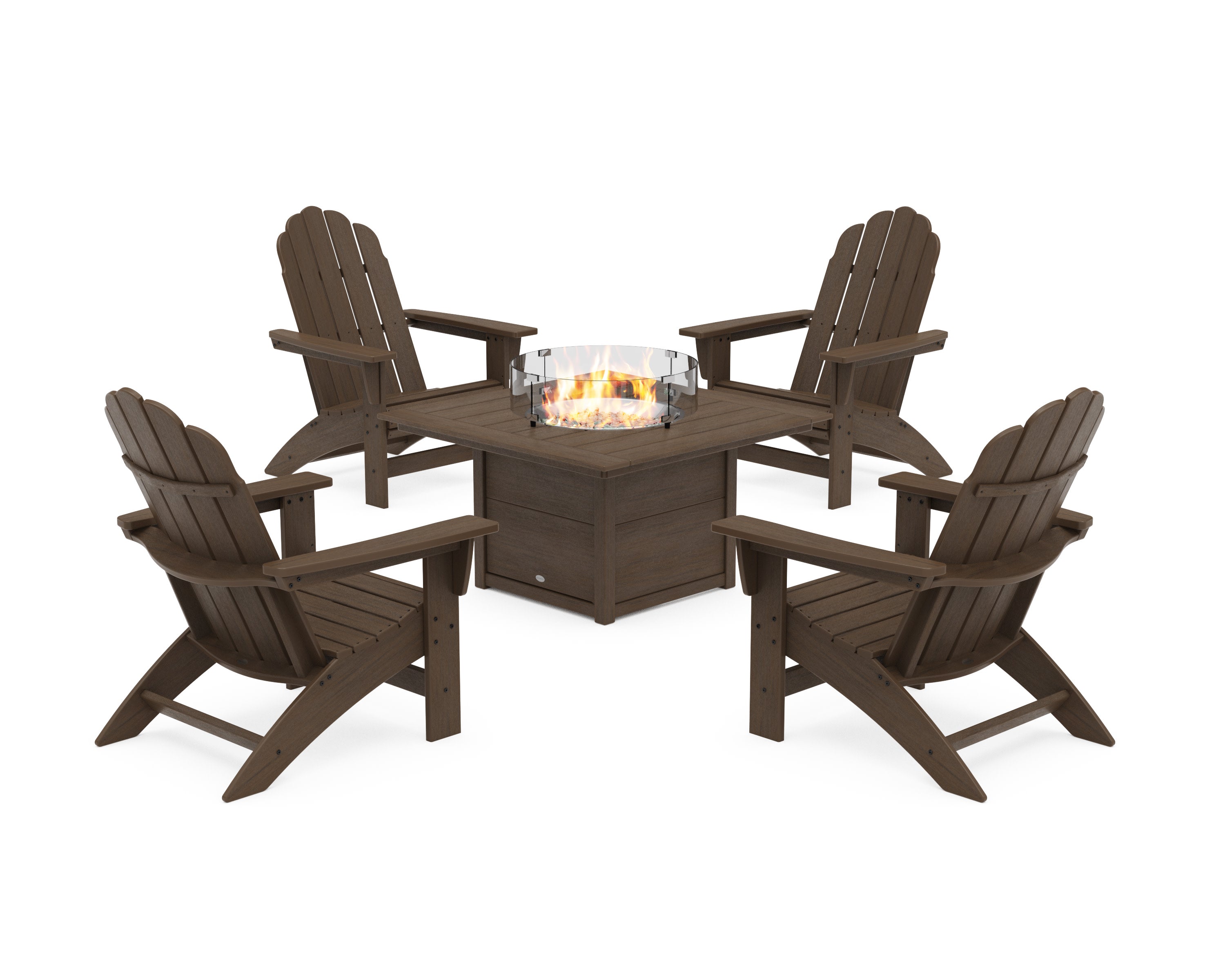 5-Piece Vineyard Grand Adirondack Conversation Set with Fire Pit Table in Kona