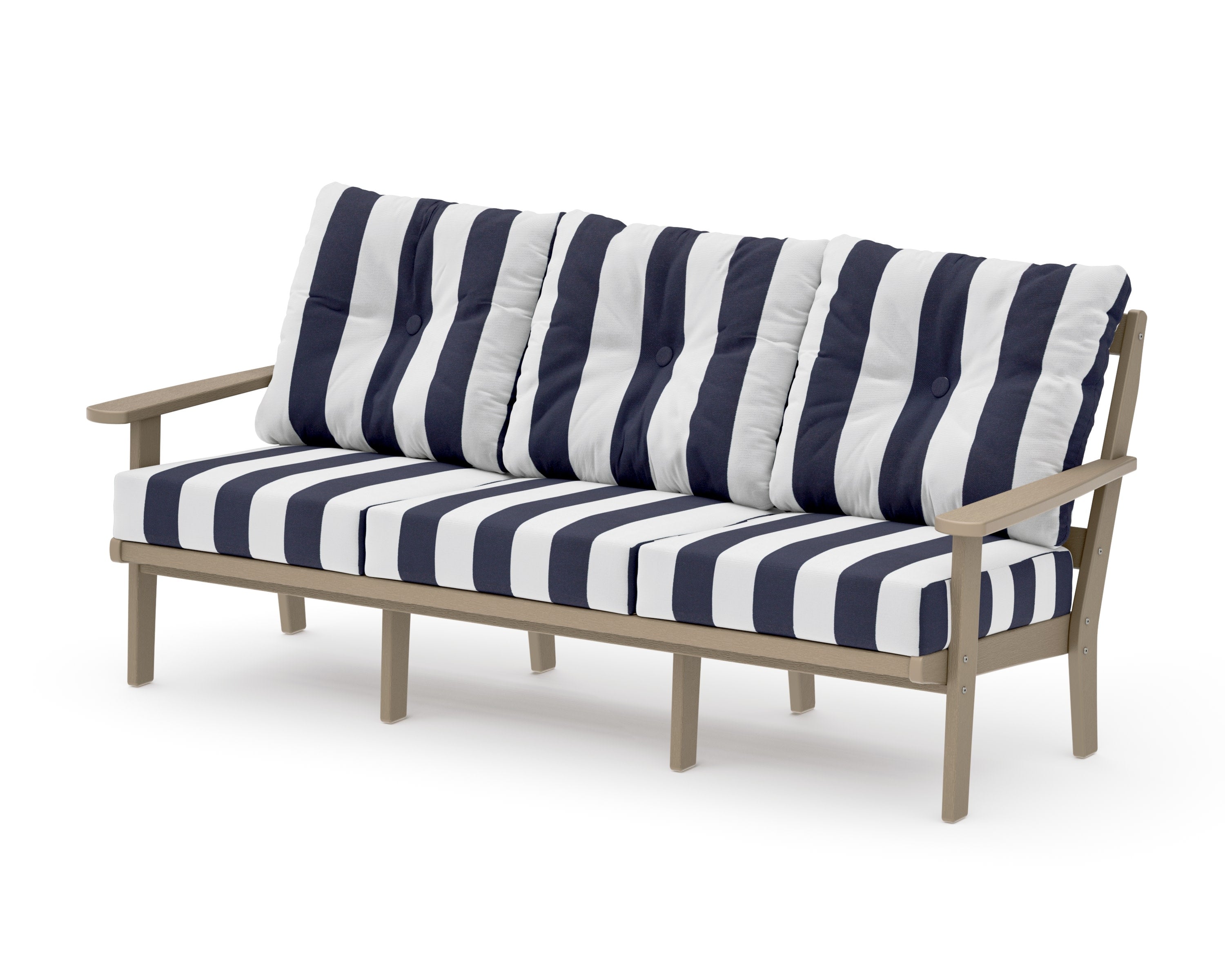 Mission Deep Seating Sofa in Vintage Sahara / Cabana Stripe Navy