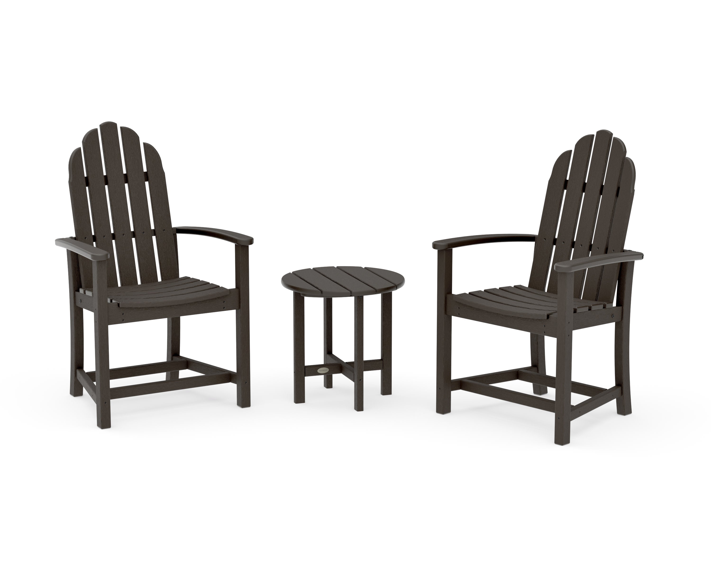 Classic 3-Piece Upright Adirondack Chair Set in Vintage Coffee