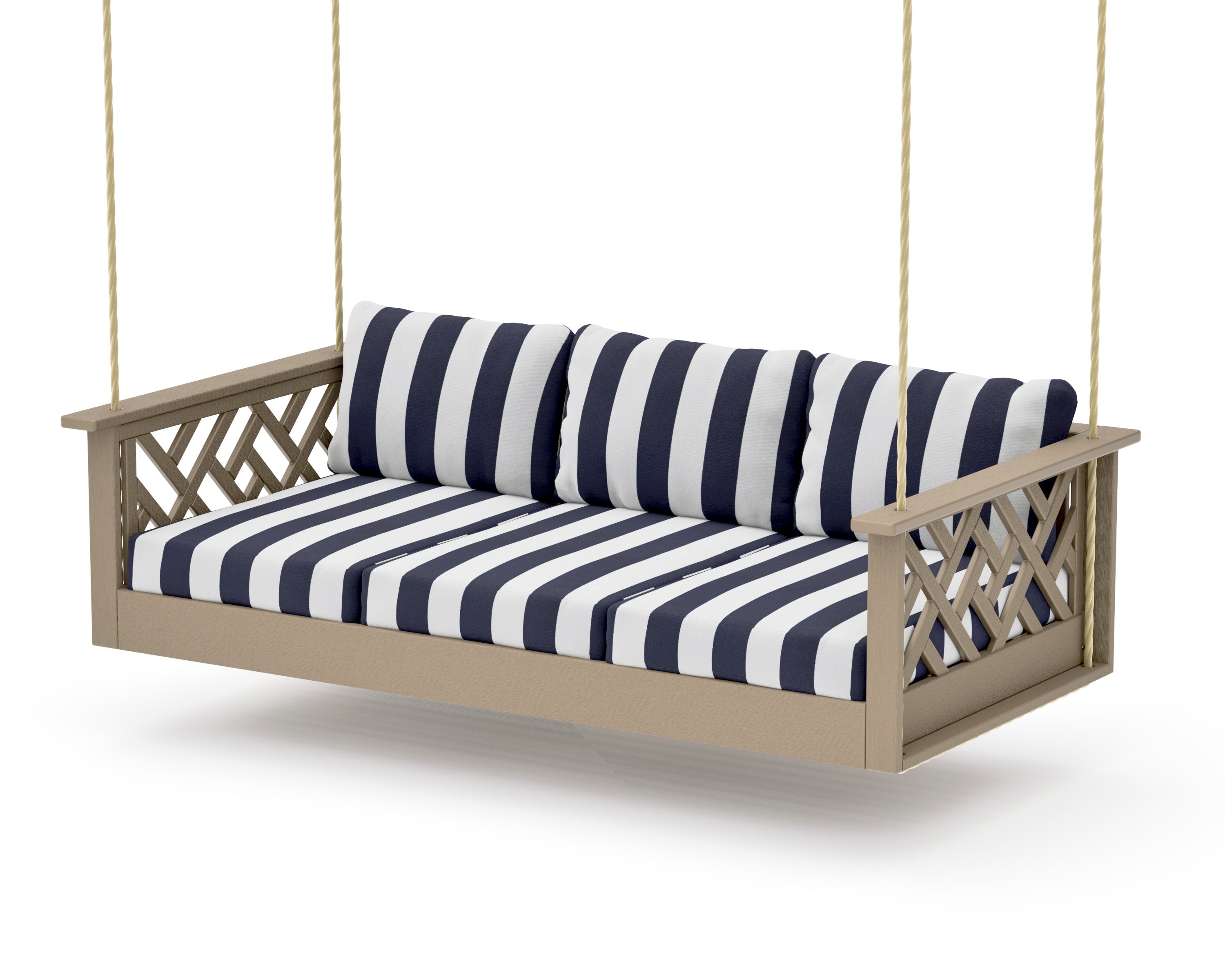 Chippendale Daybed Swing in Vintage Sahara / Cabana Stripe Navy