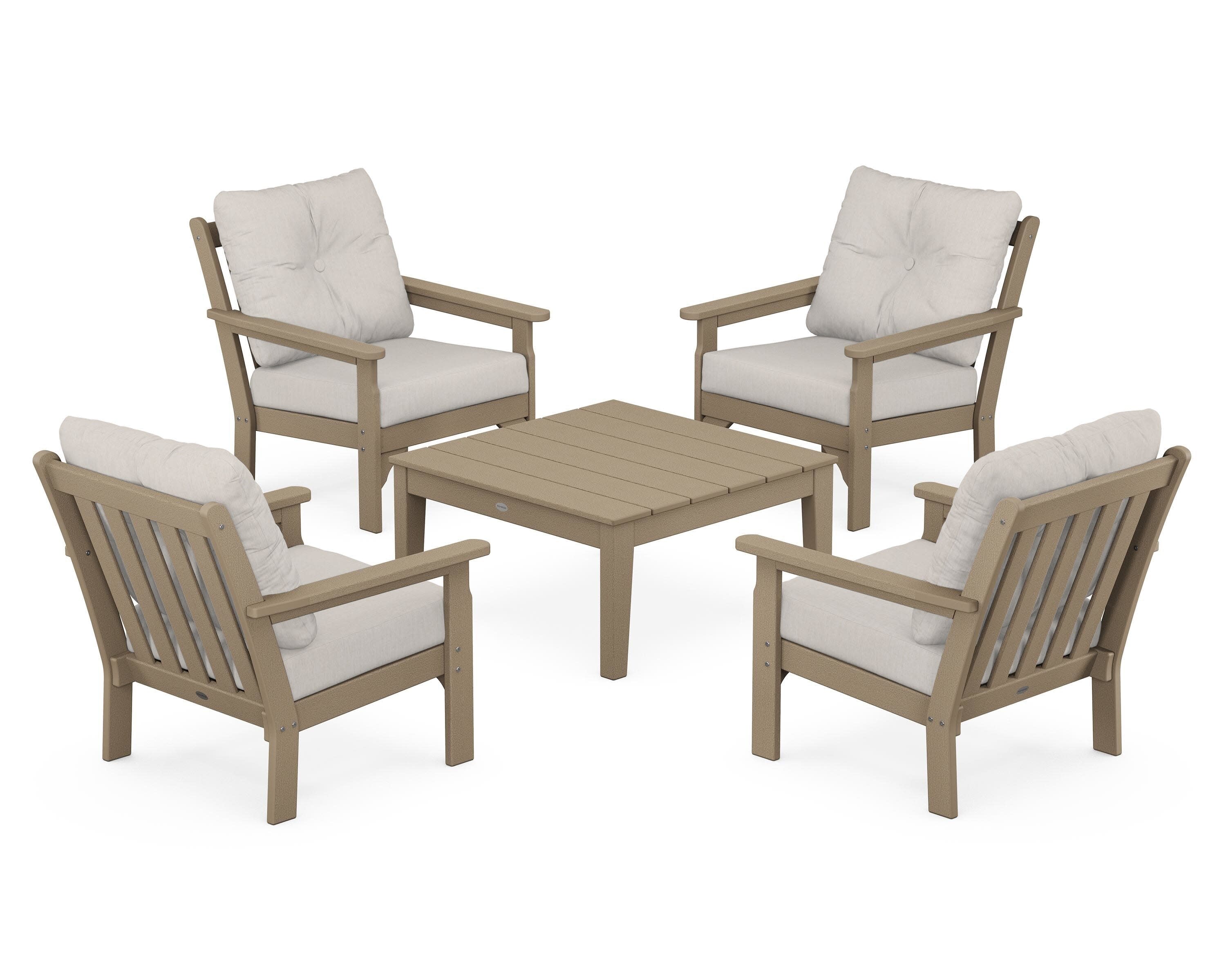 Vineyard 5-Piece Deep Seating Conversation Set in Vintage Sahara / Cast Ash