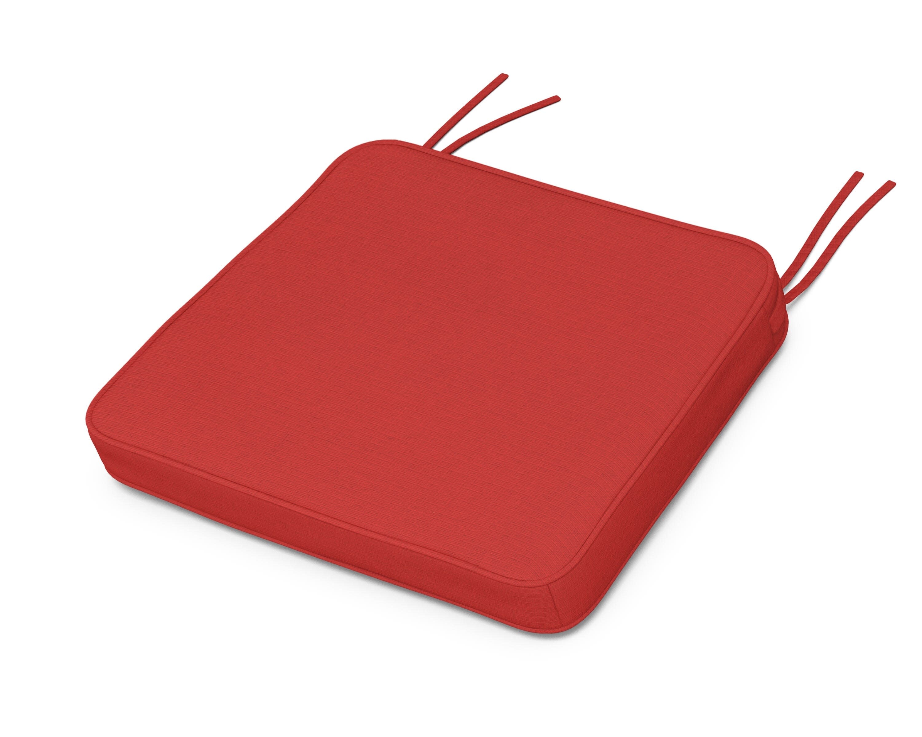 Chinoiserie Arm Chair Seat Cushion in Crimson Linen