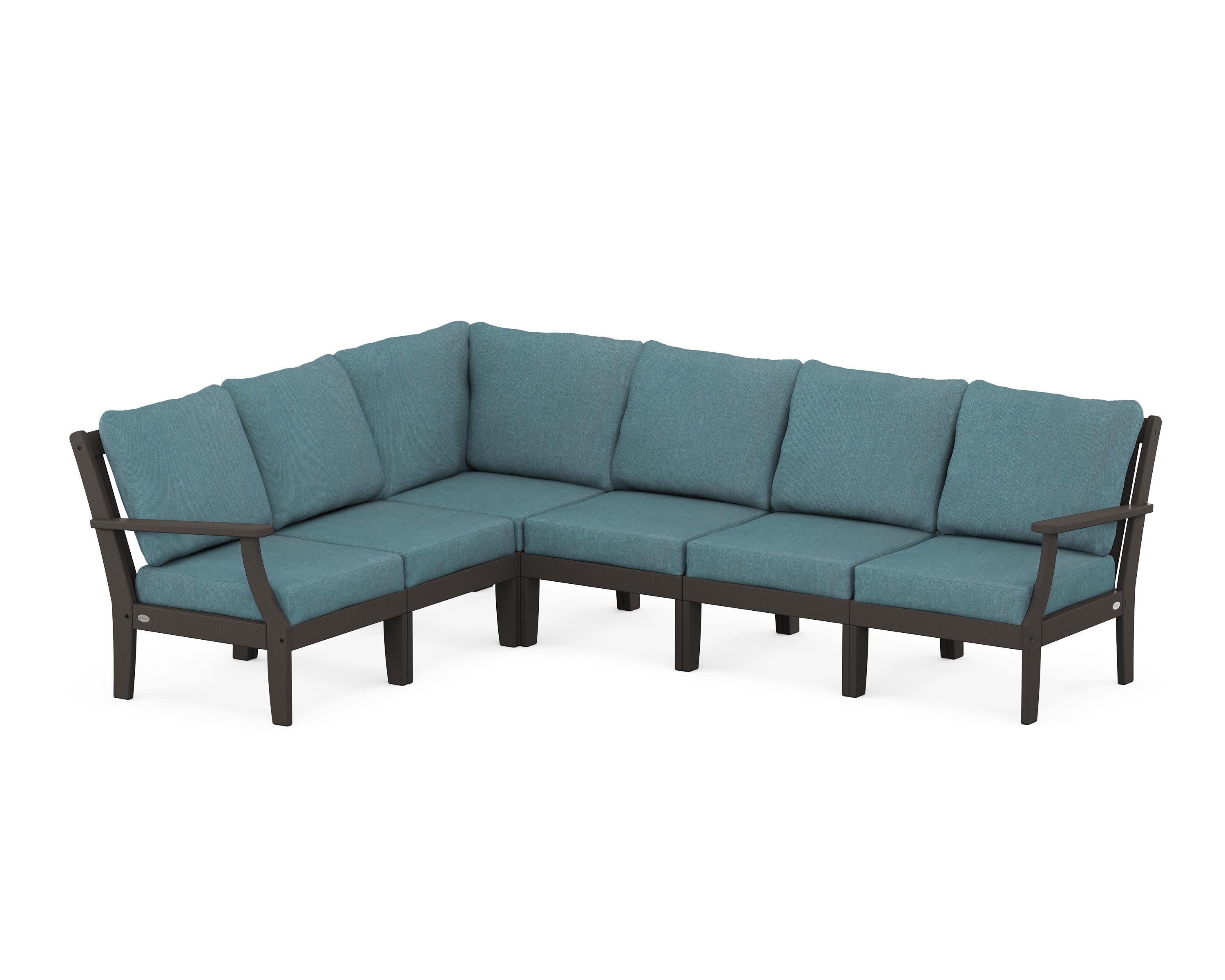 Braxton Modular 6-Piece Deep Seating Set in Vintage Coffee / Ocean Teal