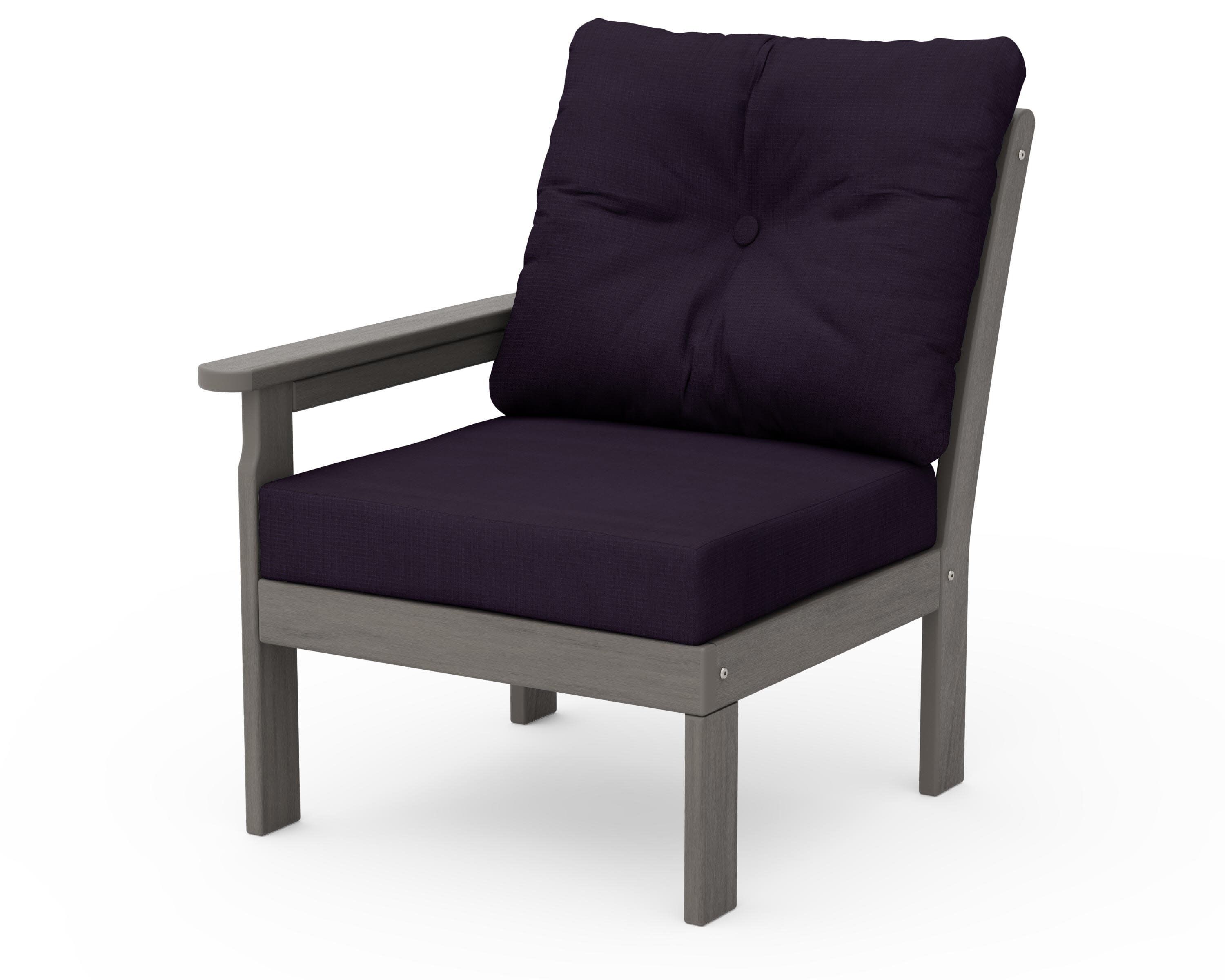 Vineyard Modular Left Arm Chair in Driftwood / Navy Linen