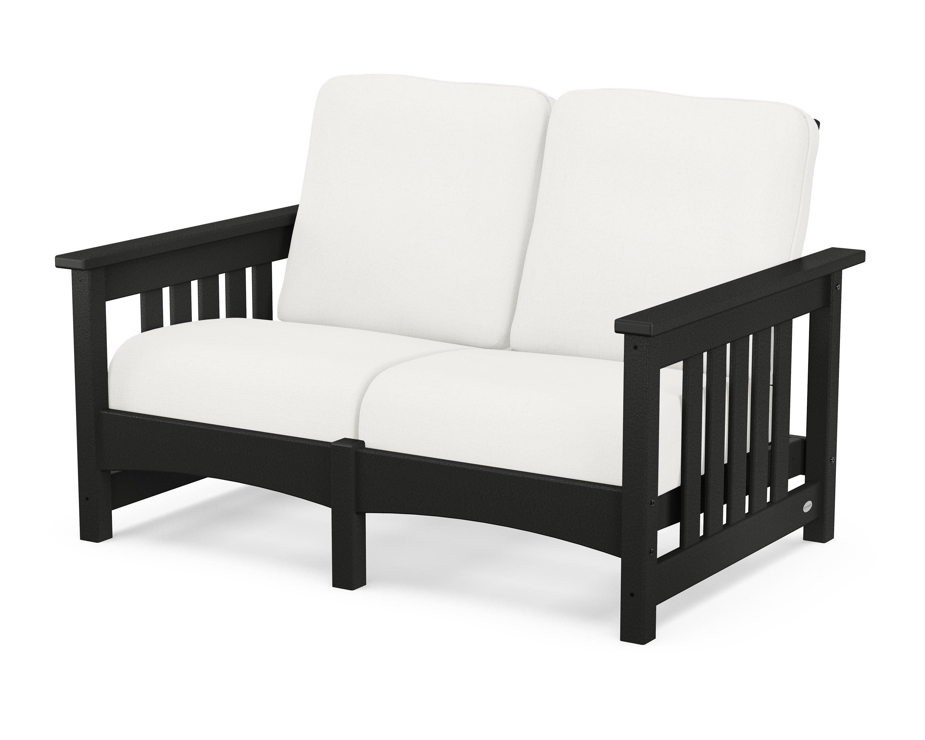 Club Mission Loveseat in Black / Natural Linen