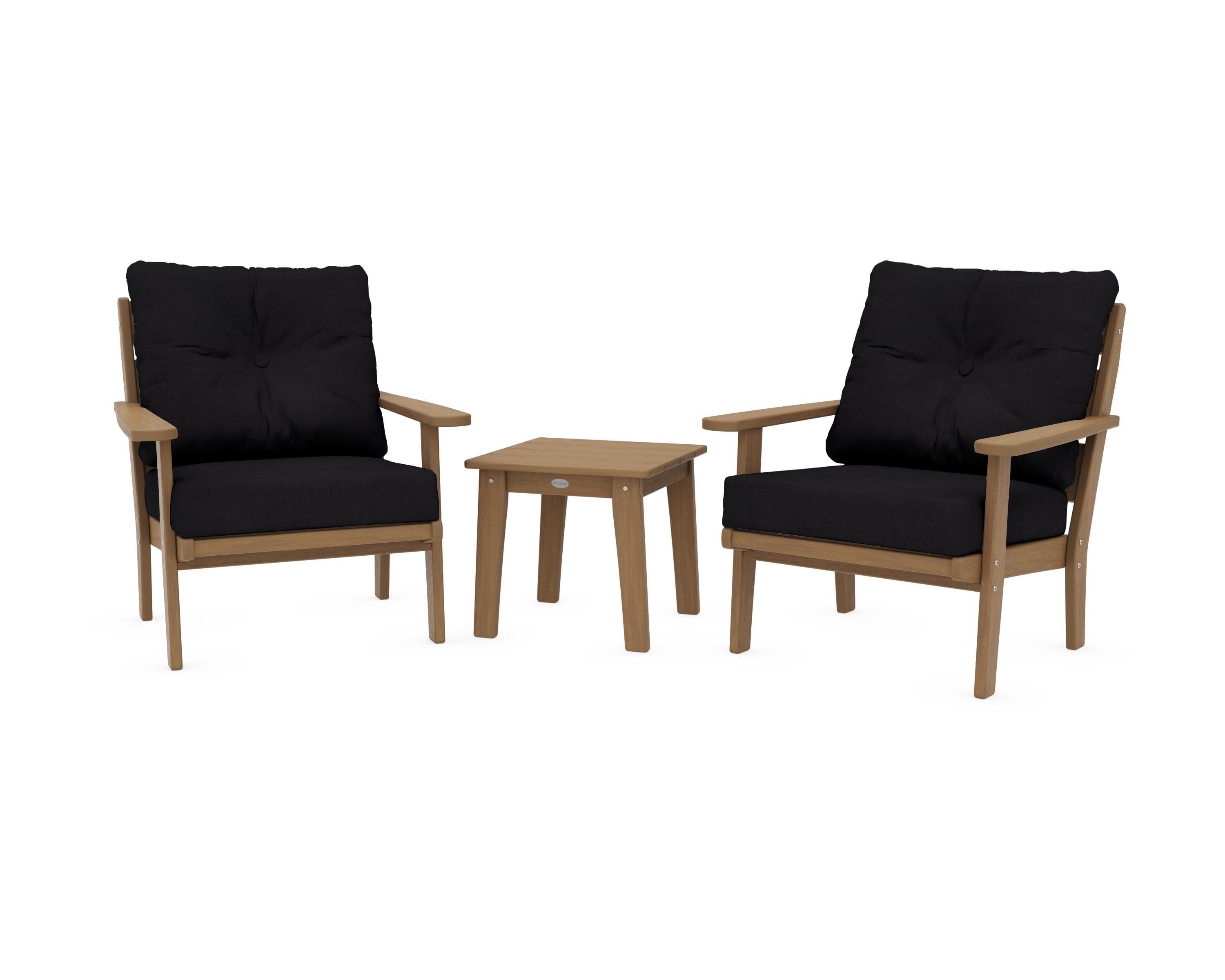 Lakeside 3-Piece Deep Seating Chair Set in Natural / Midnight Linen