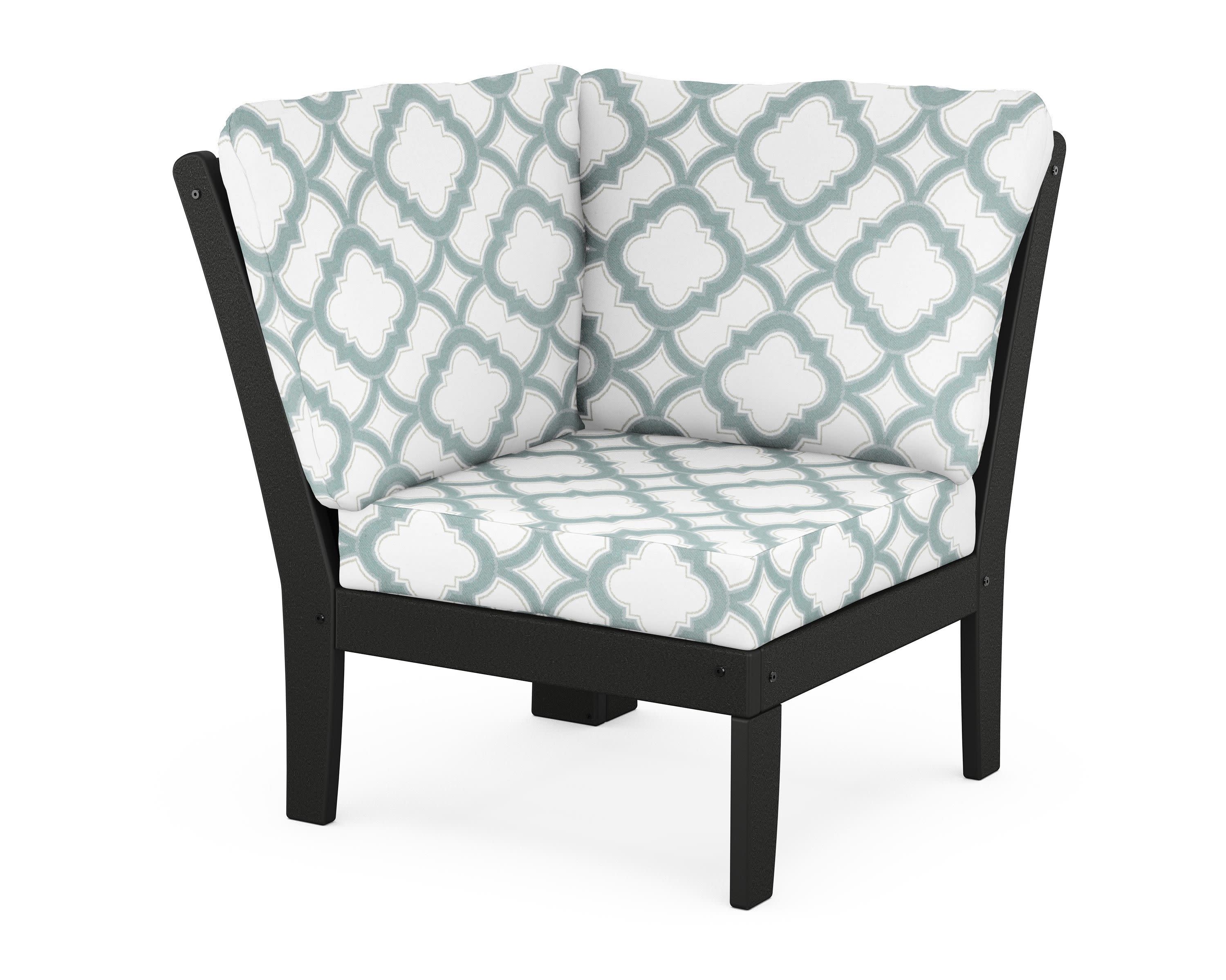 Braxton Modular Corner Chair in Black / Trellis Glacier Spa