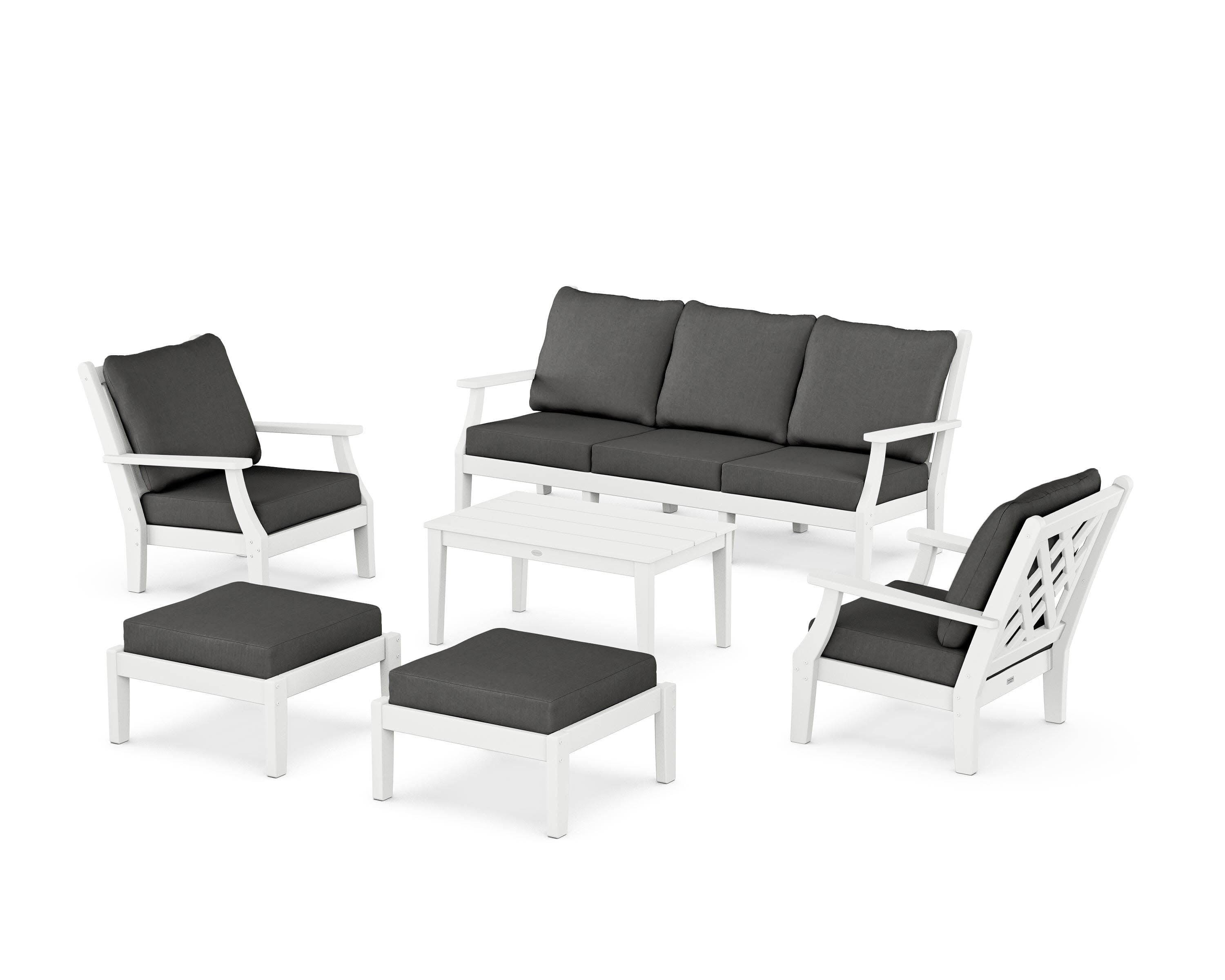 Wovendale 6-Piece Lounge Sofa Set in White / Spectrum Carbon