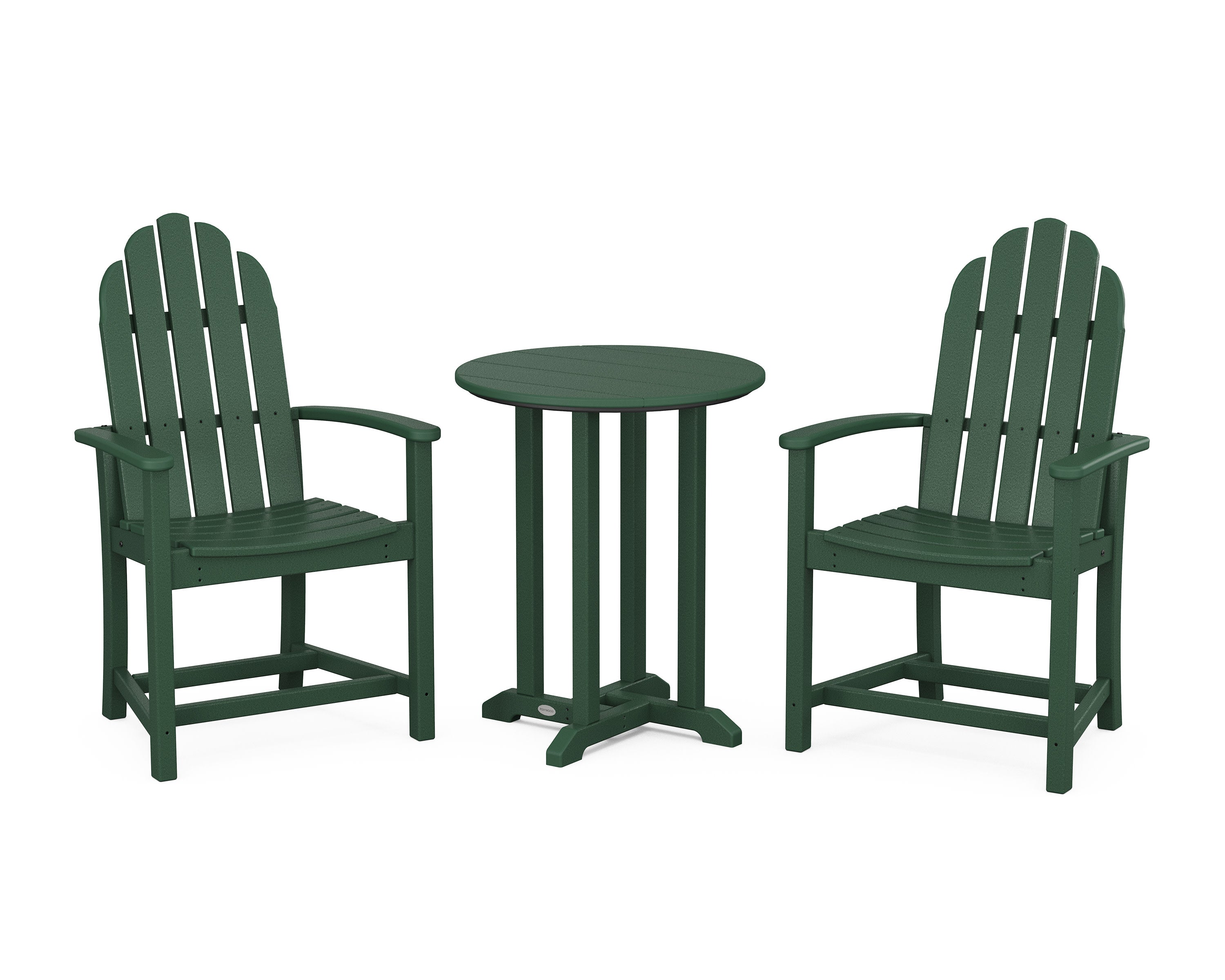 Classic Adirondack 3-Piece Round Bistro Dining Set in Green