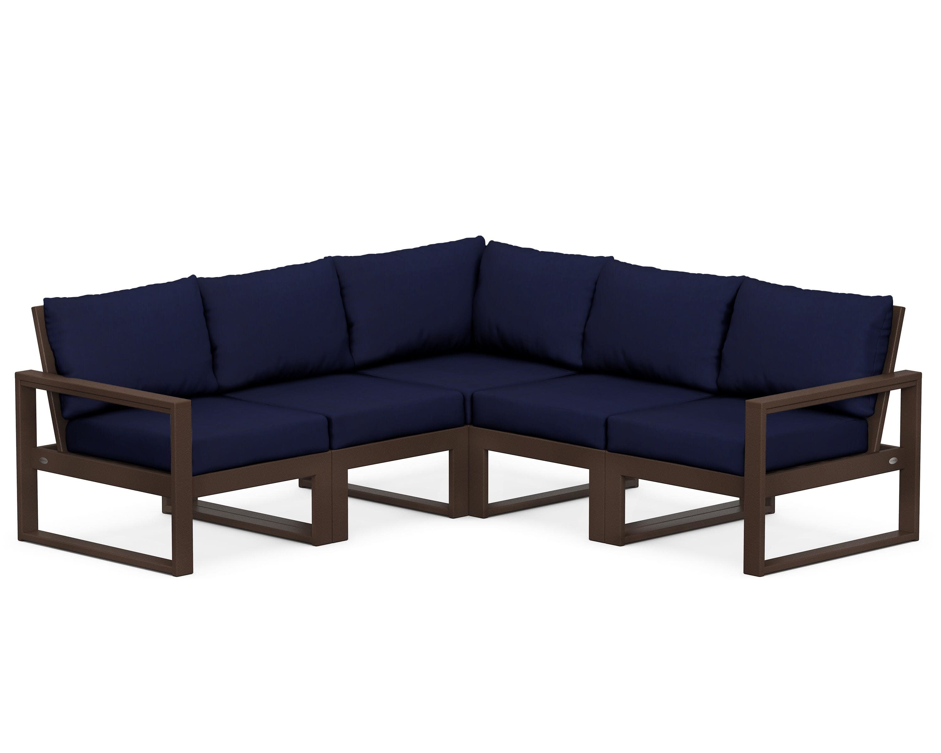 EDGE 5-Piece Modular Deep Seating Set in Mahogany / Navy