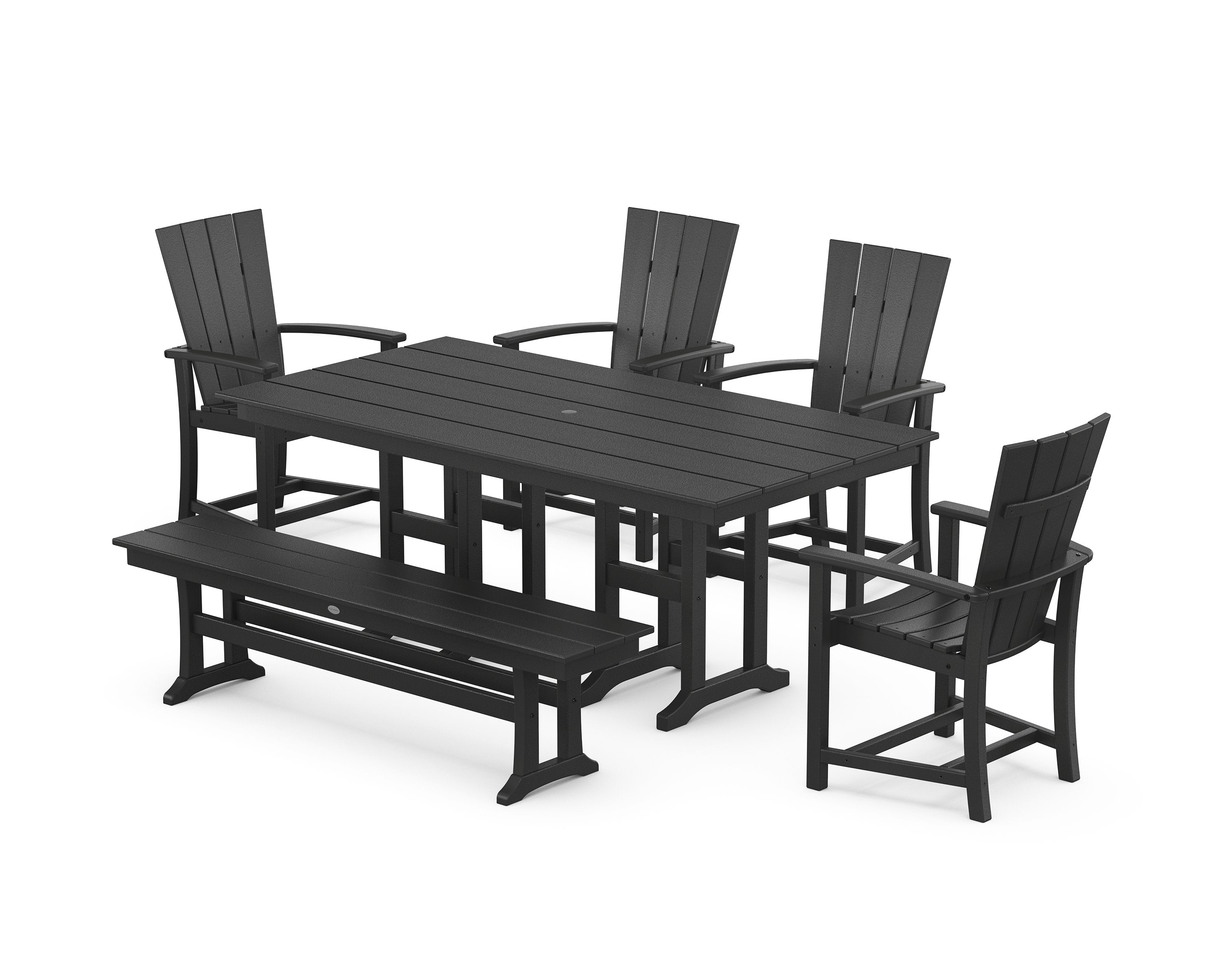 Quattro 6-Piece Farmhouse Dining Set with Bench in Black