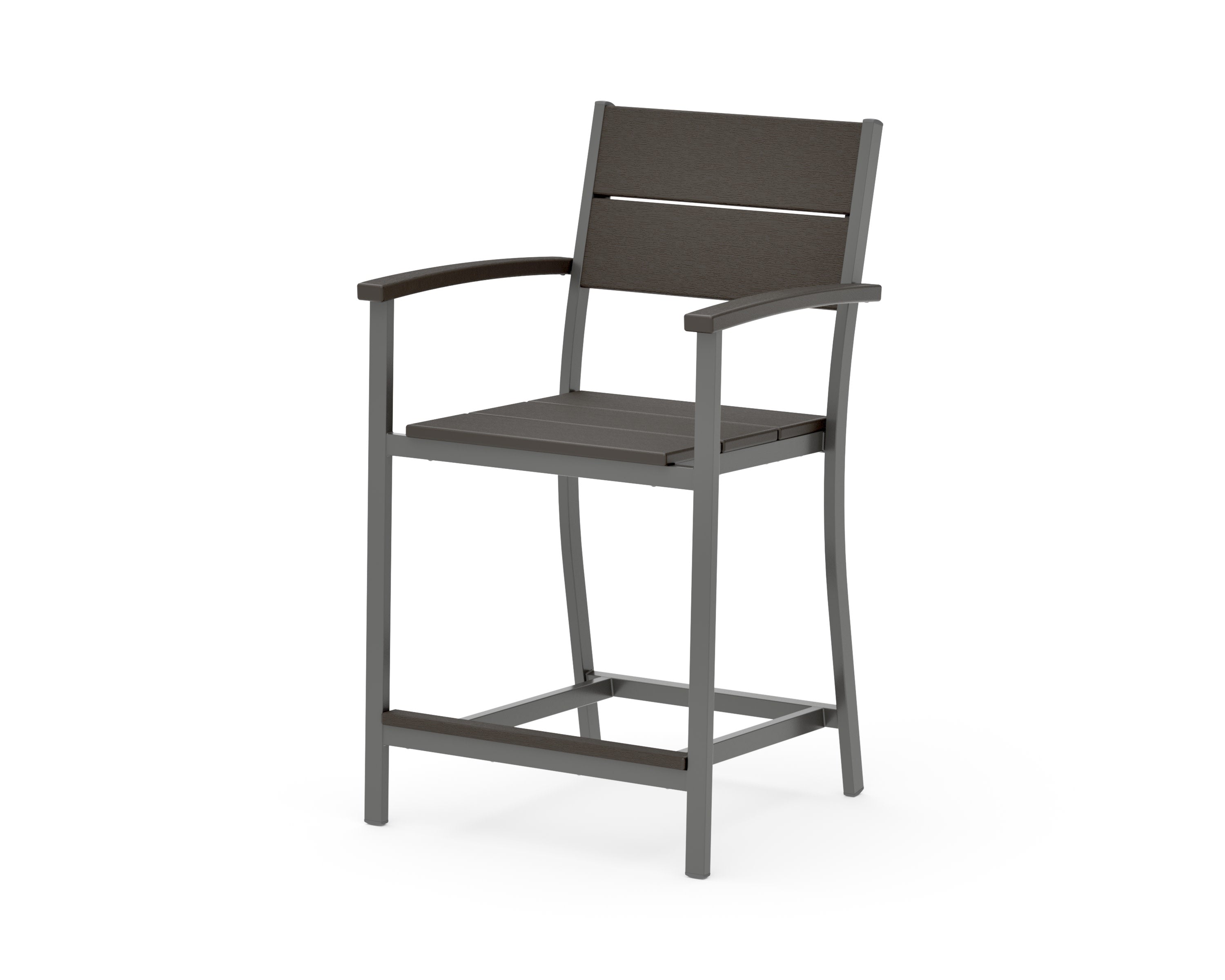 Main Street Counter Arm Chair in Charcoal / Vintage Coffee
