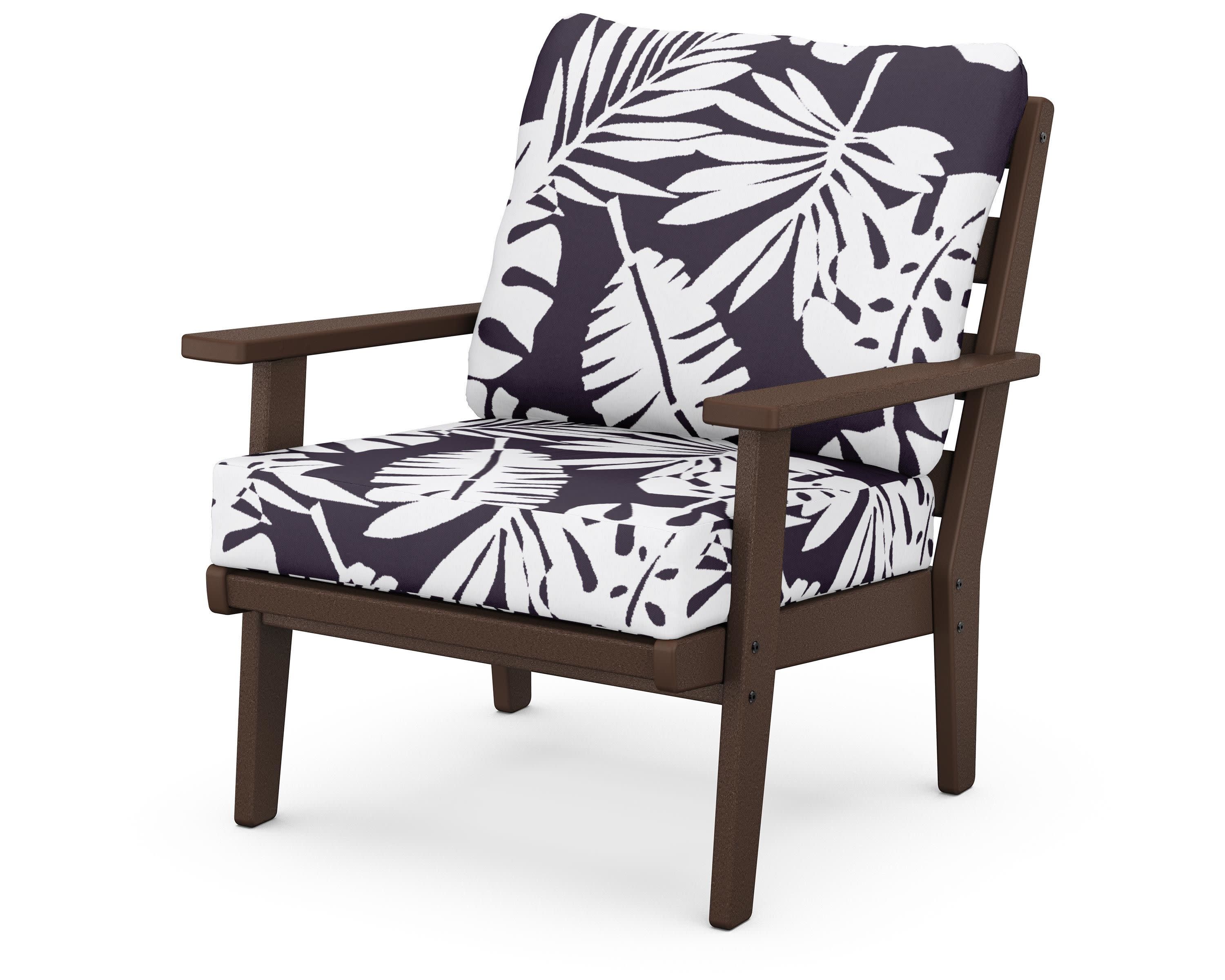 Grant Park Deep Seating Chair in Mahogany / Leaf Navy