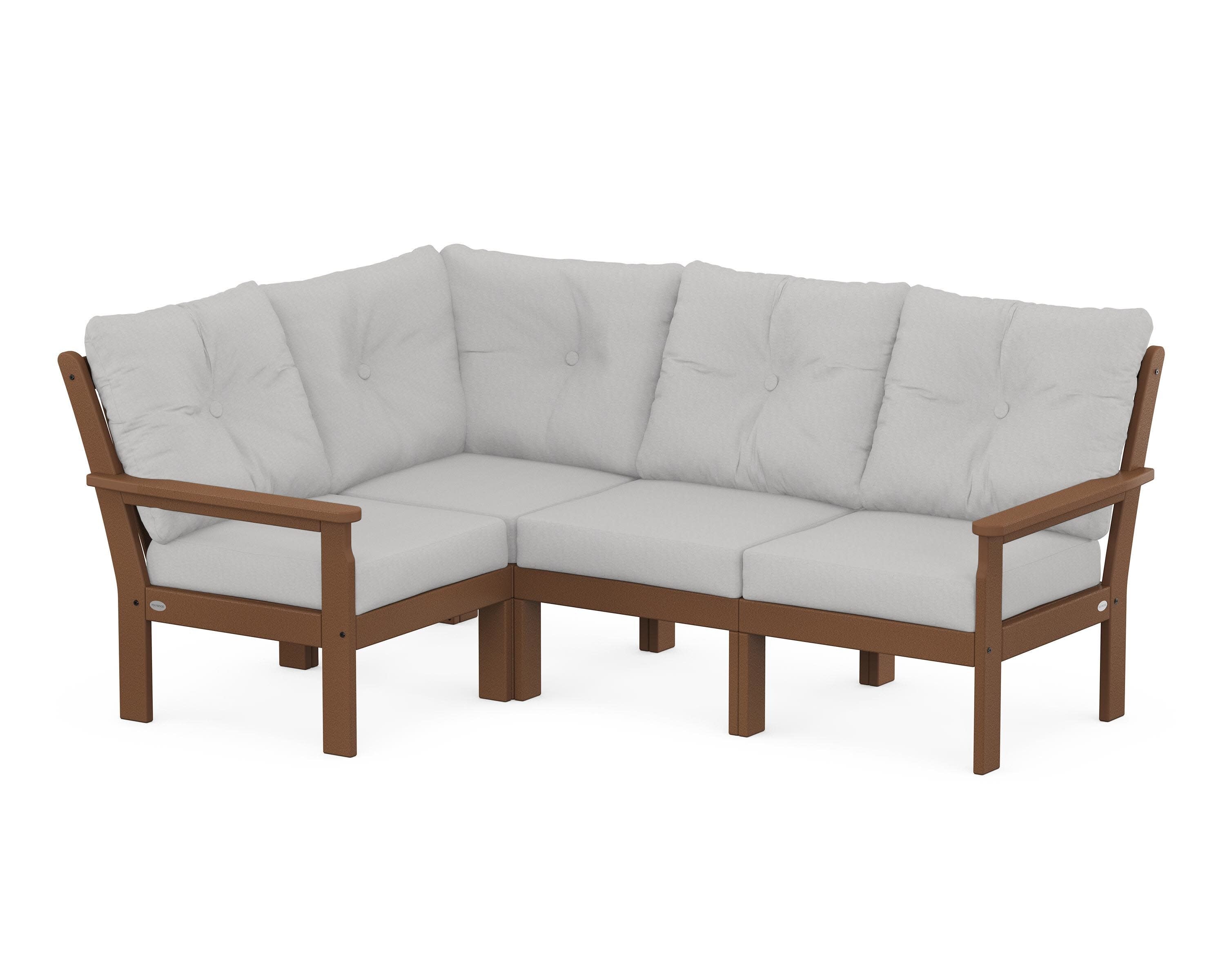 Vineyard 4-Piece Sectional in Teak / Diamond in the Rough