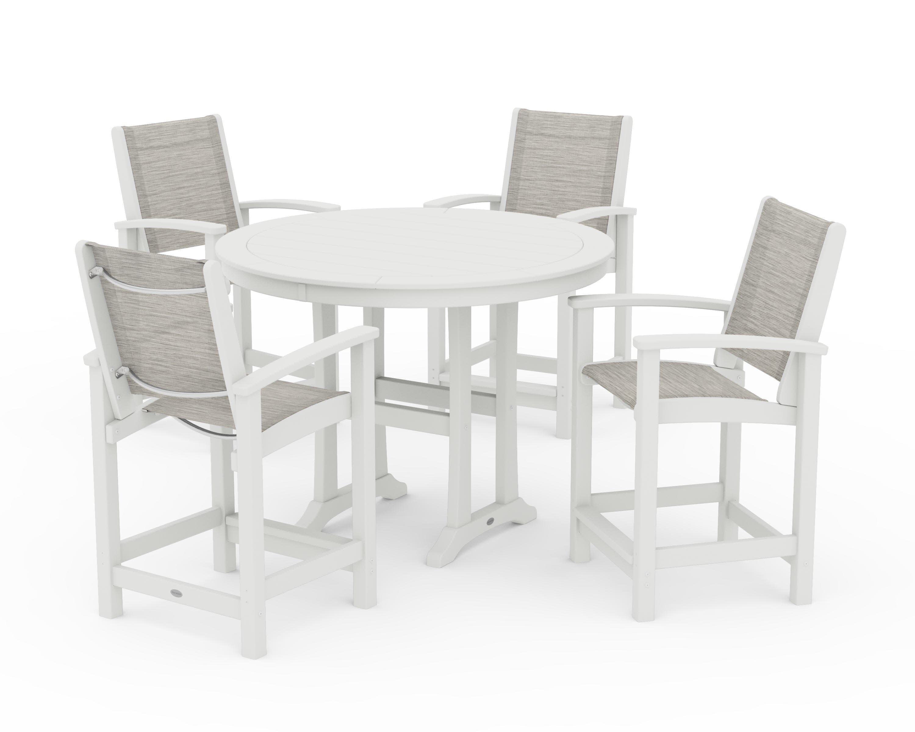 Coastal 5-Piece Counter Set in Vintage White / Birch Sling