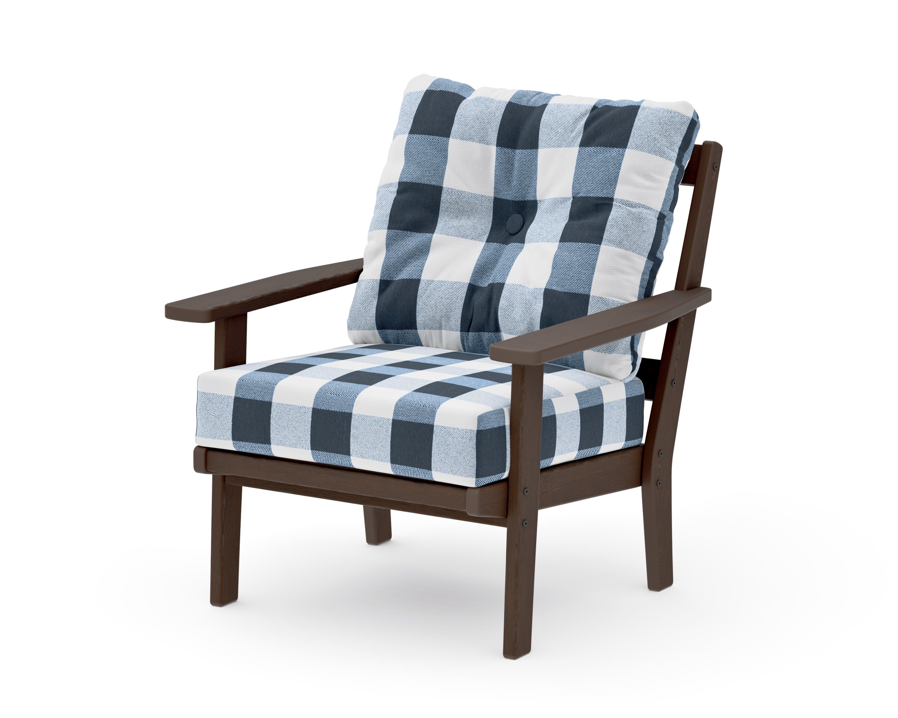 Prairie Deep Seating Chair in Kona / Buffalo Plaid Marine Indigo