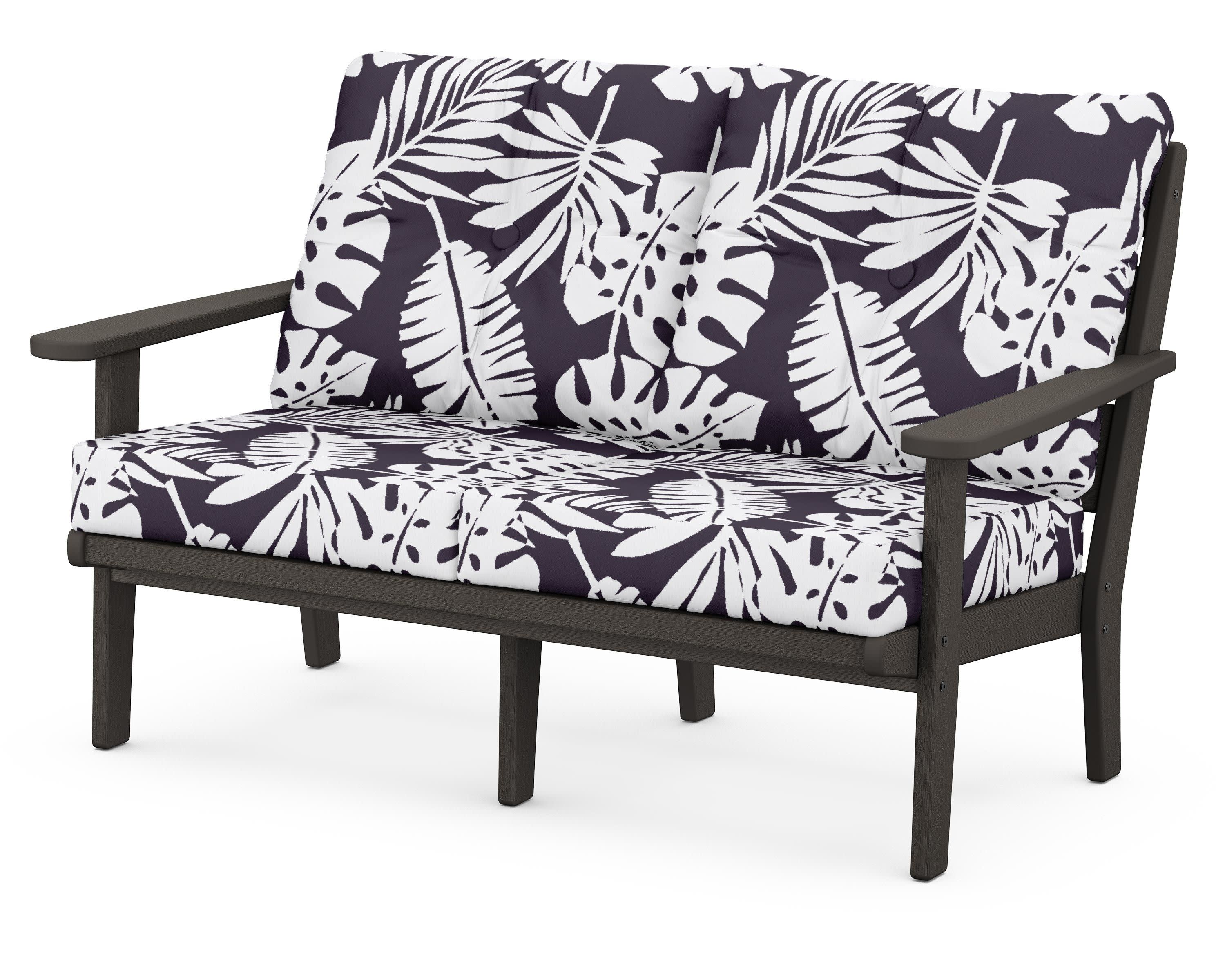 Lakeside Deep Seating Loveseat in Vintage Coffee / Leaf Navy