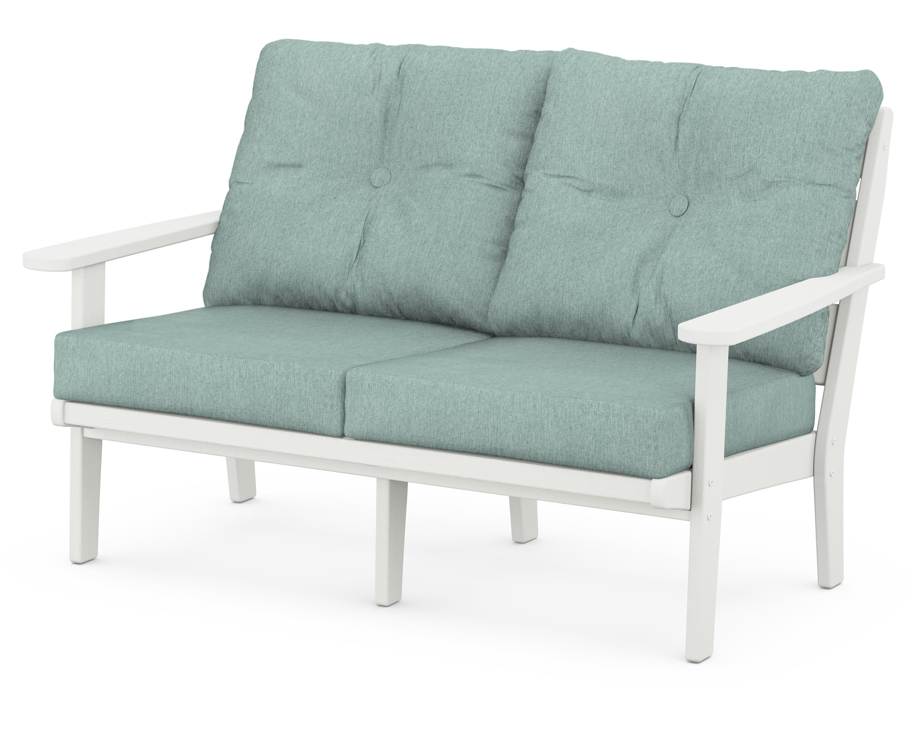 Lakeside Deep Seating Loveseat in Vintage White / Glacier Spa