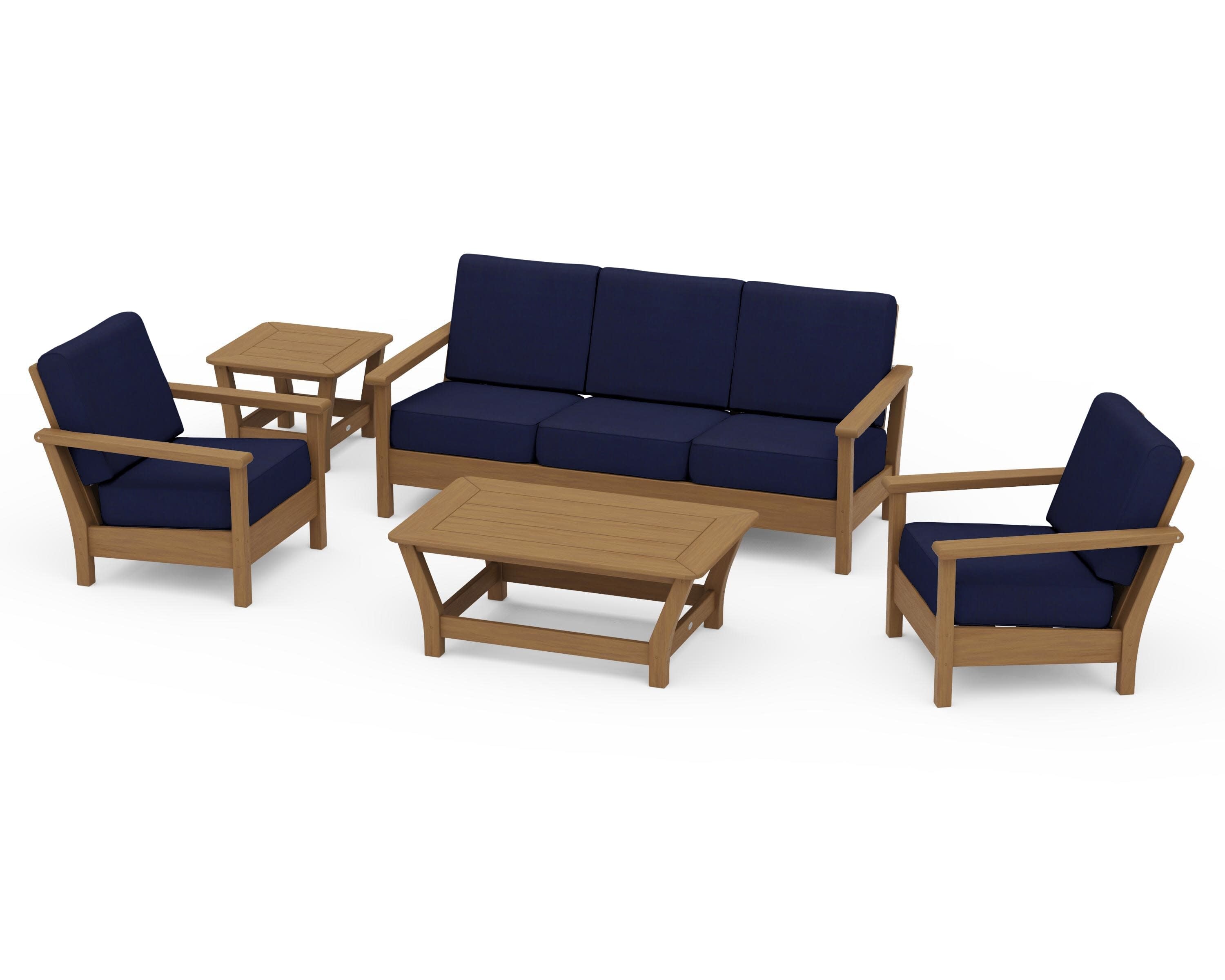 Harbour 5-Piece Deep Seating Set in Natural / Navy