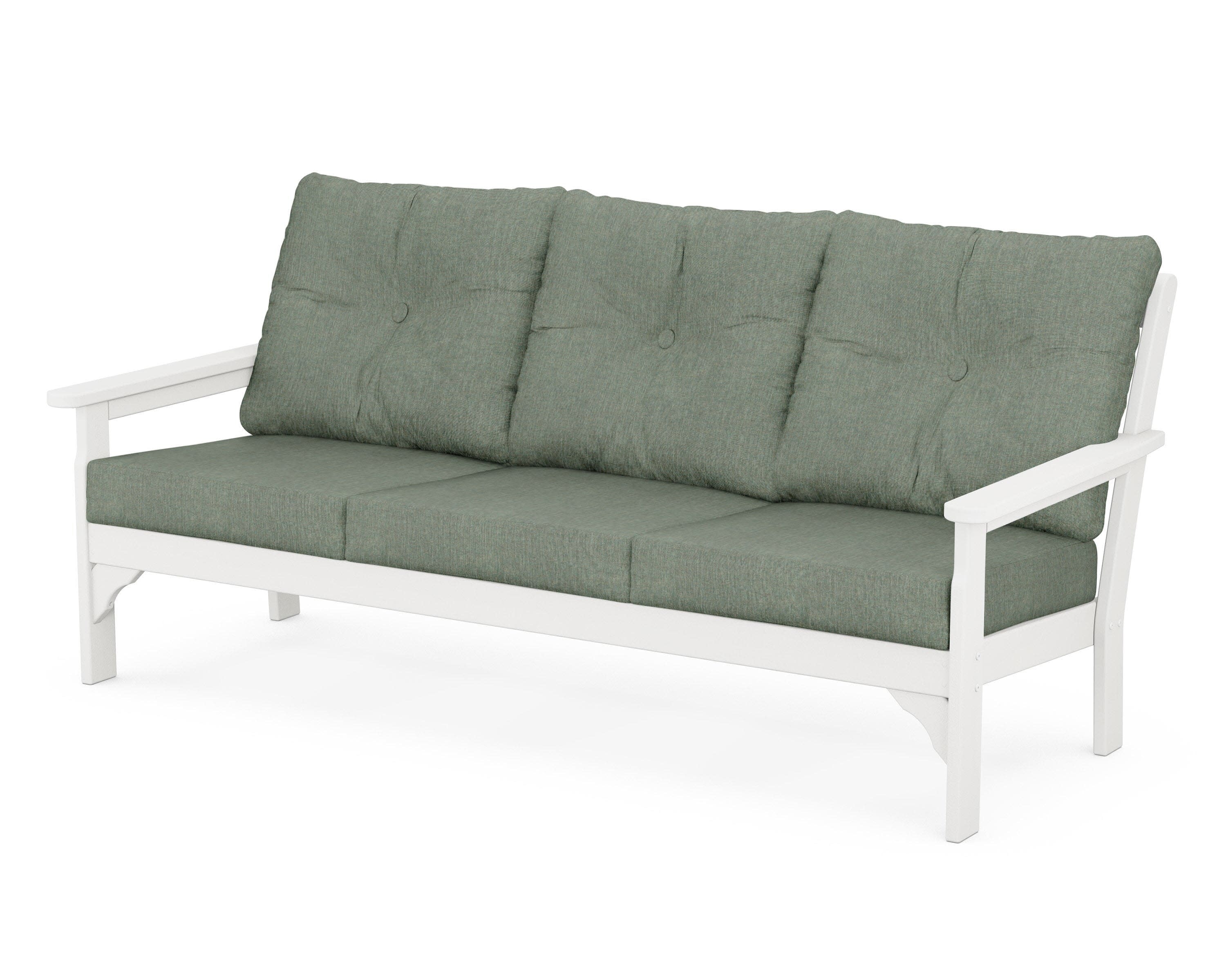 Vineyard Deep Seating Sofa in Vintage White / Cast Sage