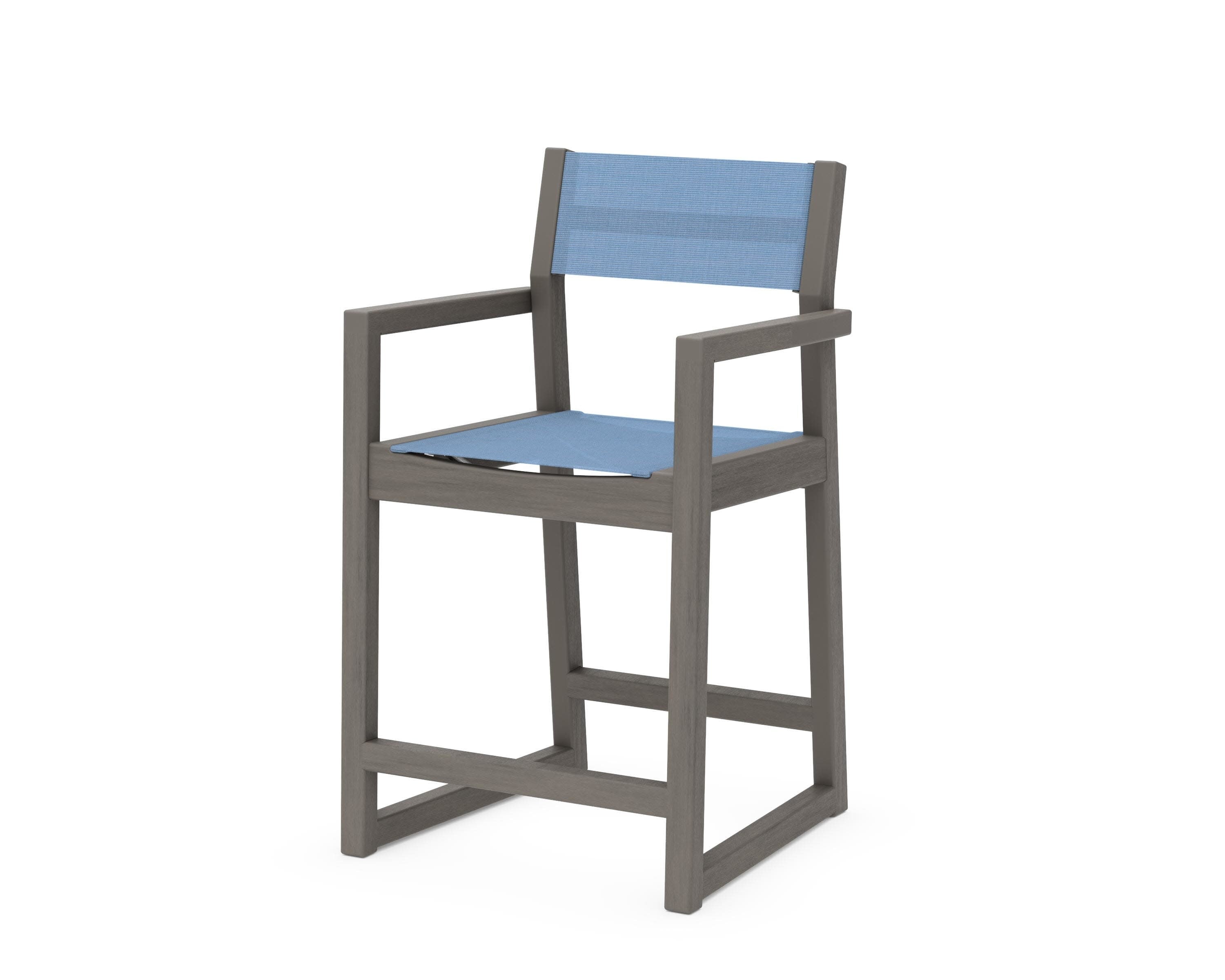 EDGE Sling Counter Arm Chair in Driftwood / Poolside Sling