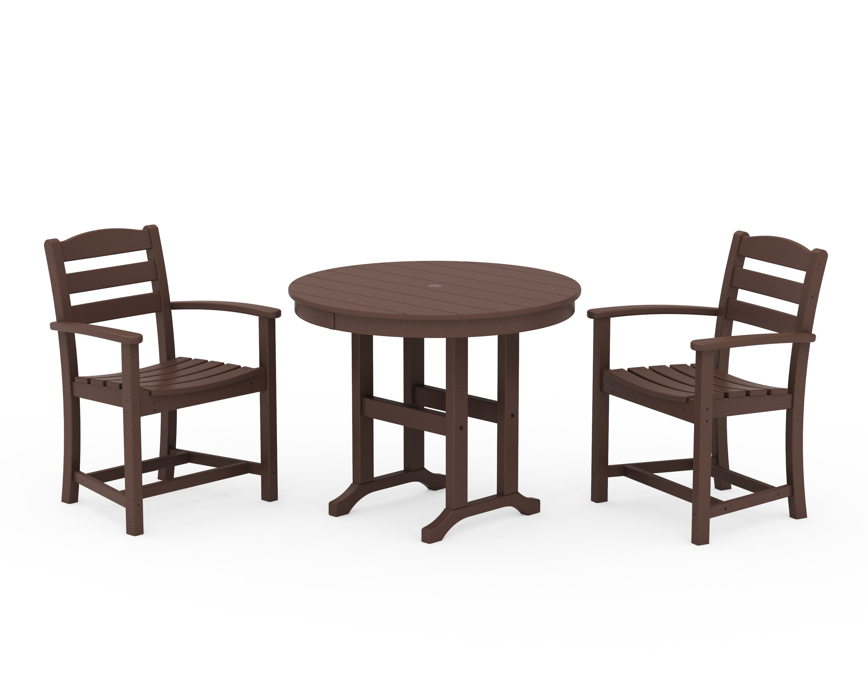 La Casa Caf 3-Piece Round Dining Set in Mahogany
