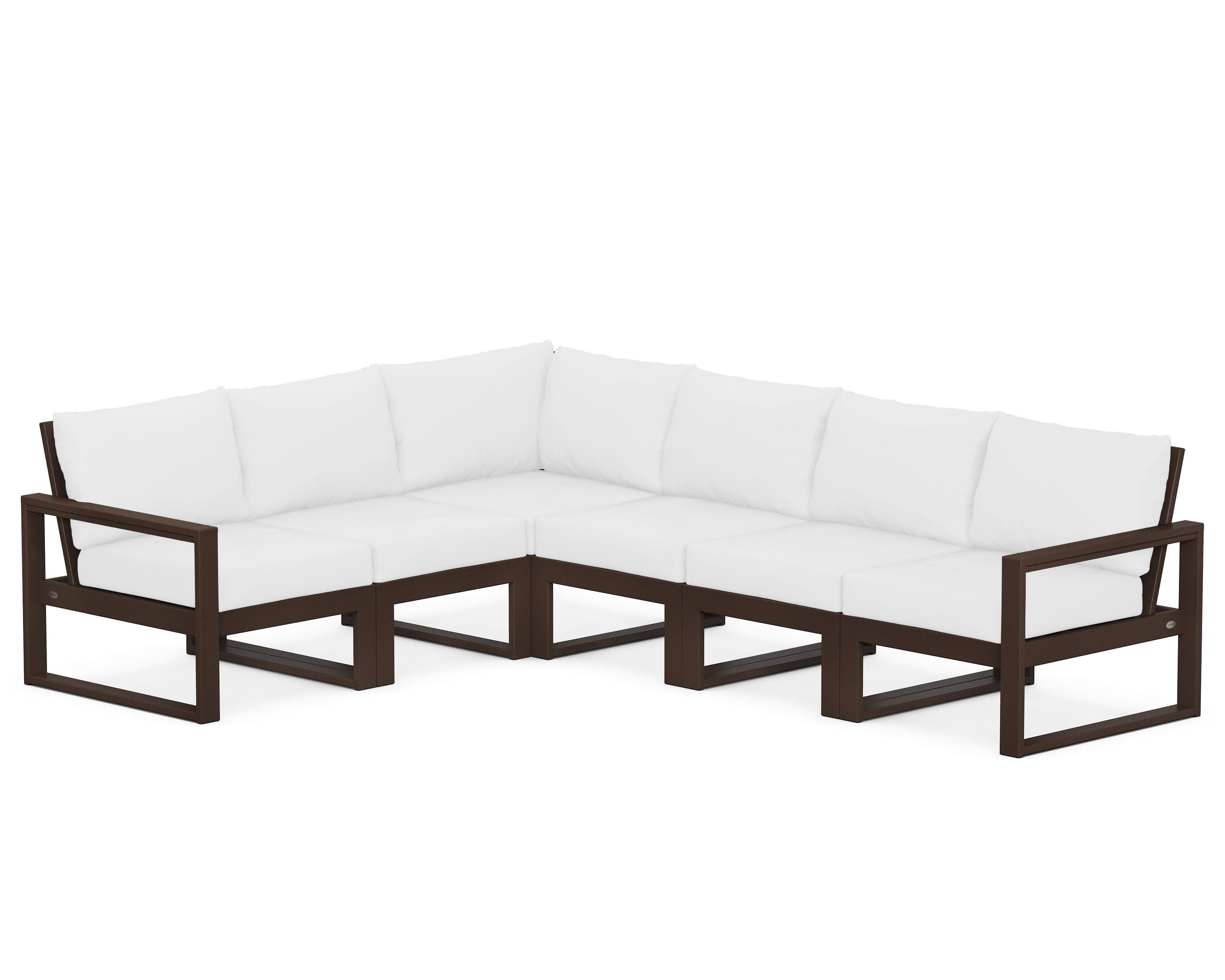 EDGE 6-Piece Modular Deep Seating Set in Mahogany / Natural