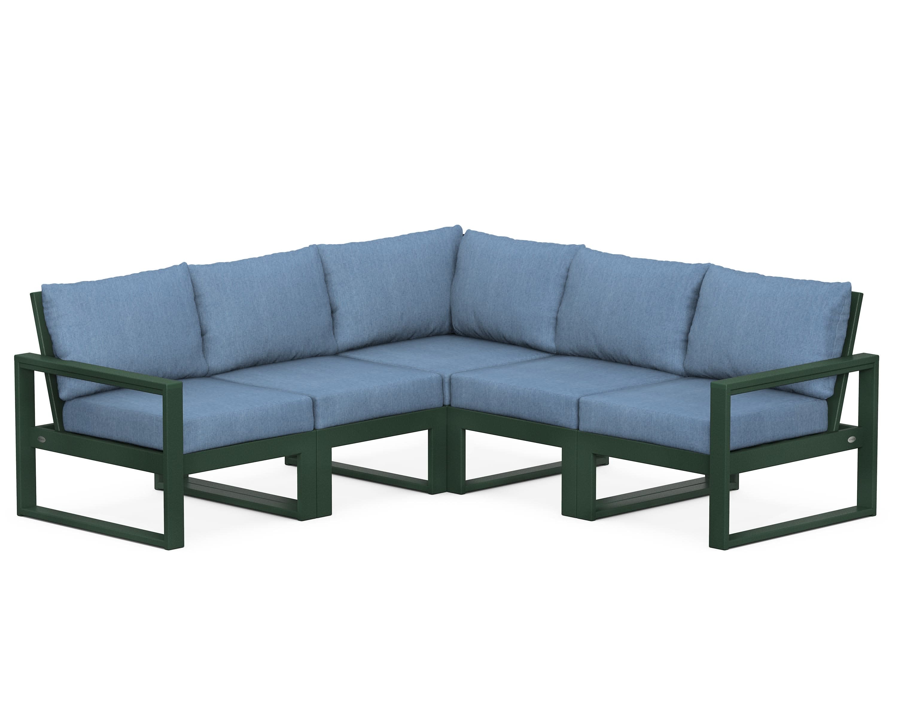 EDGE 5-Piece Modular Deep Seating Set in Green / Sky Blue