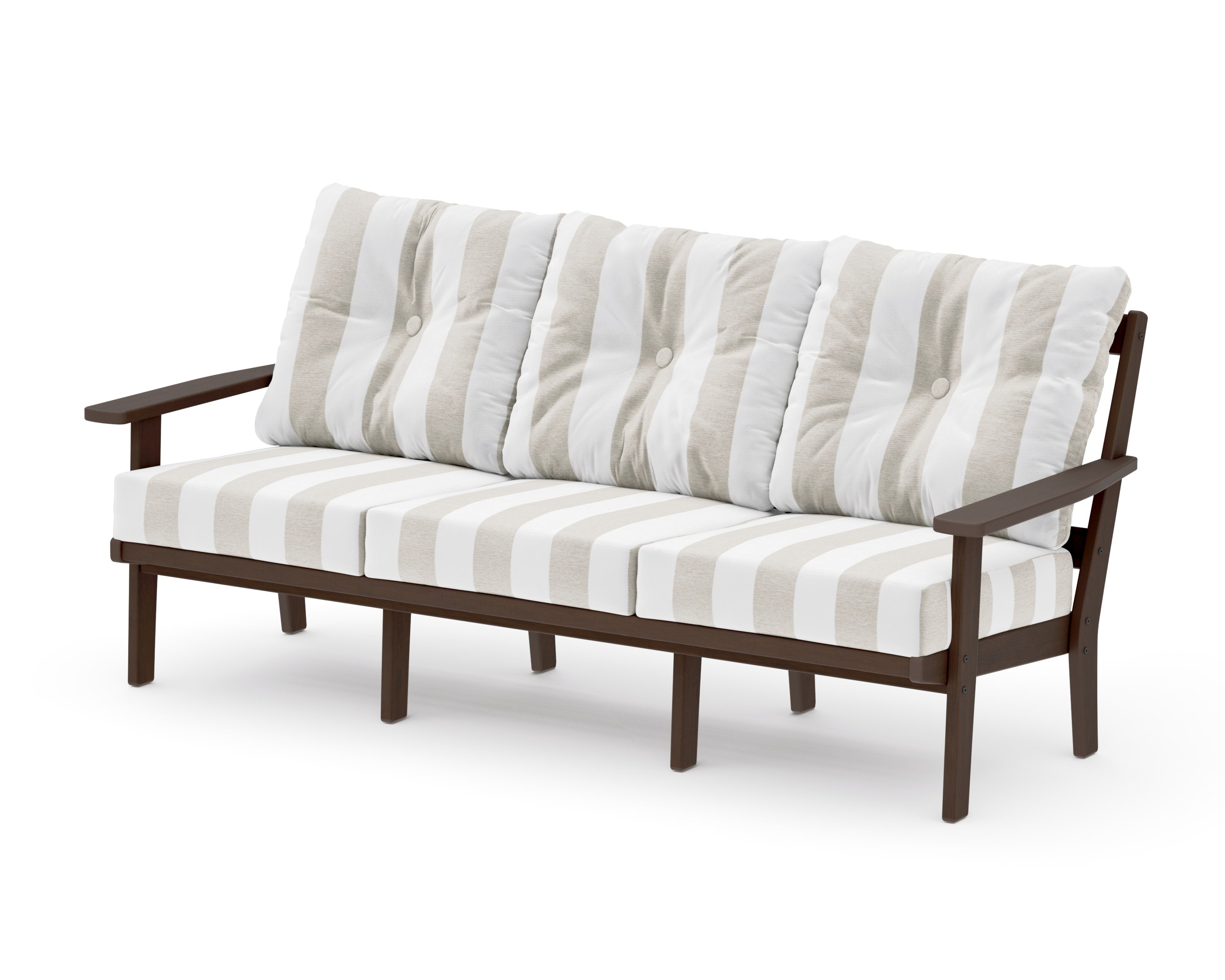 PrairieDeep Seating Sofa in Kona / Cabana Stripe Dune Burlap