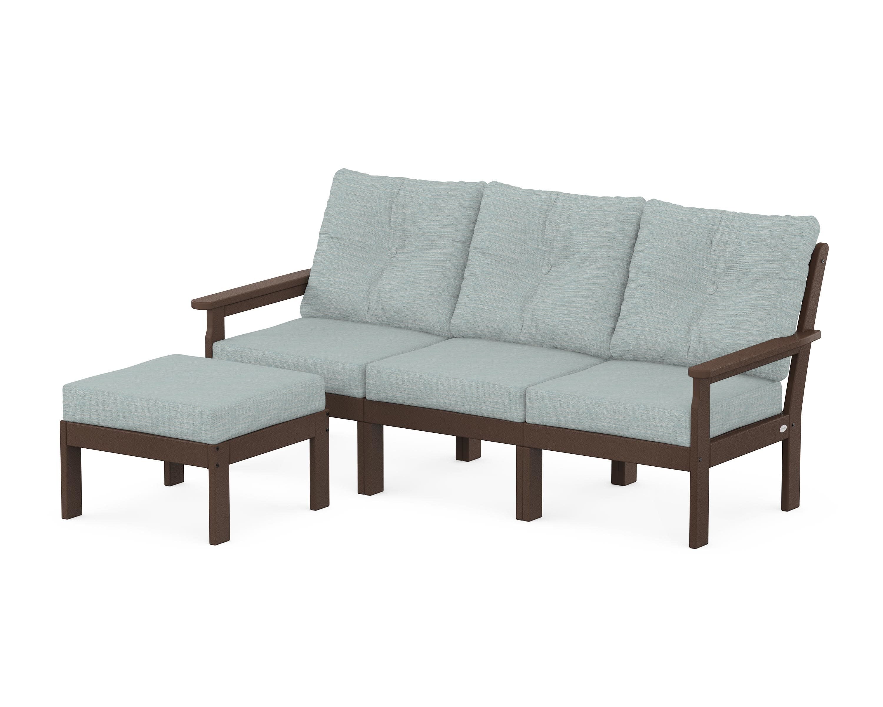 Vineyard 4-Piece Sectional with Ottoman in Mahogany / Soothe Mist