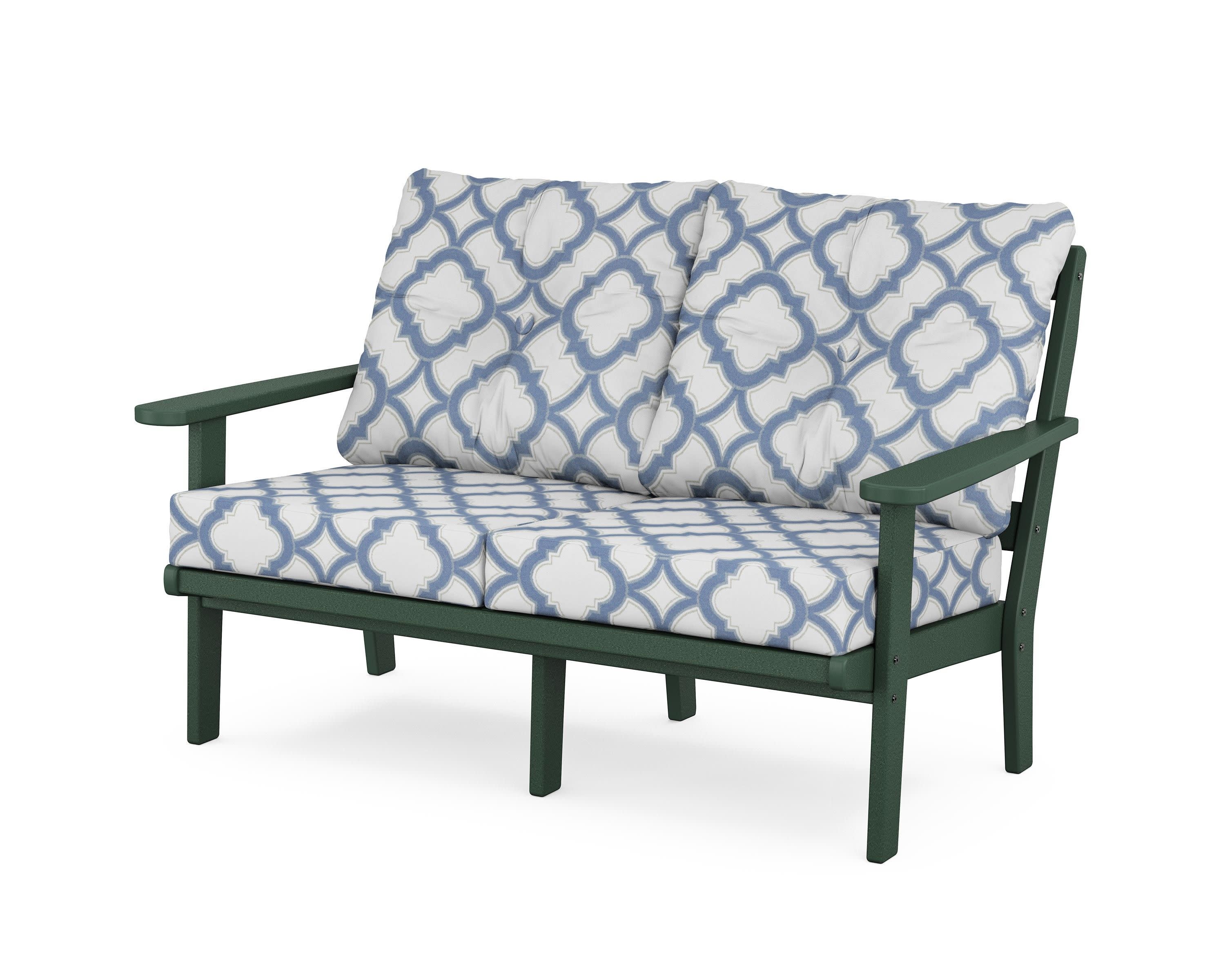 Mission Deep SeatingLoveseat in Green / Trellis Sky Blue