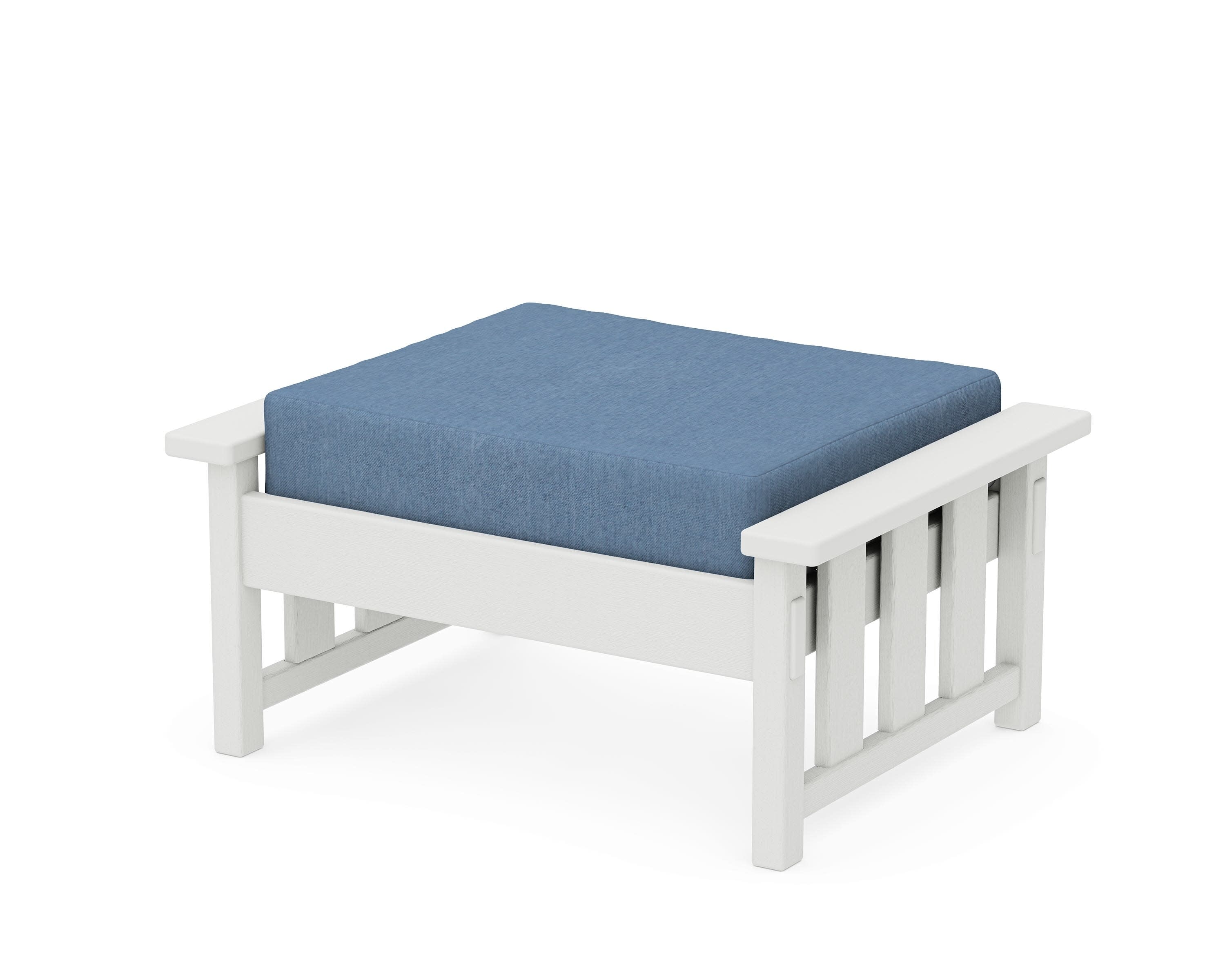 Acadia Deep Seating Ottoman in Vintage White / Sky Blue