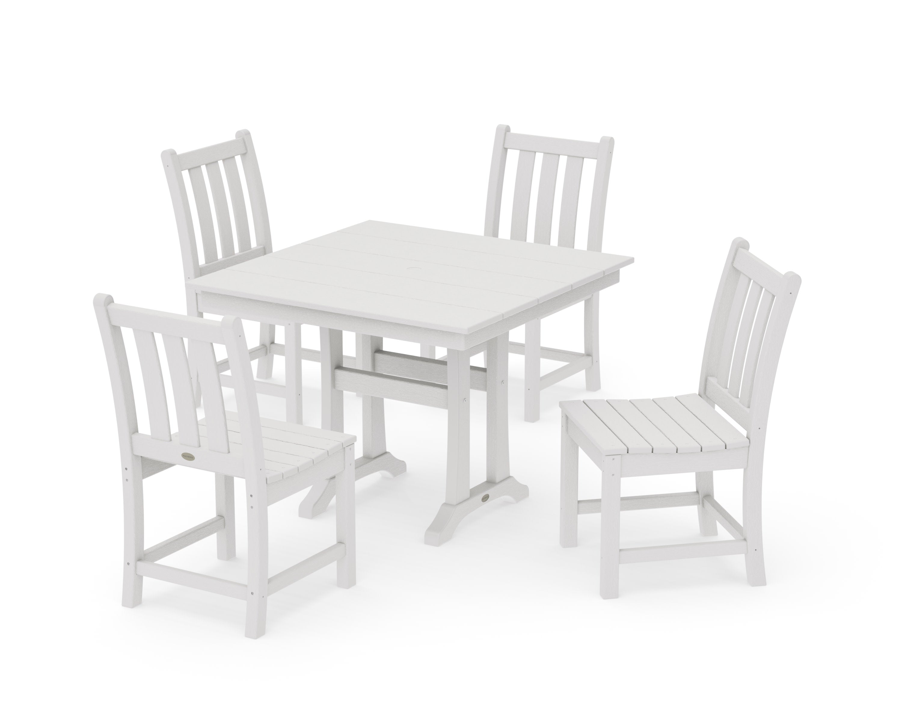 Traditional Garden 5-Piece Farmhouse Trestle Dining Set in Vintage White