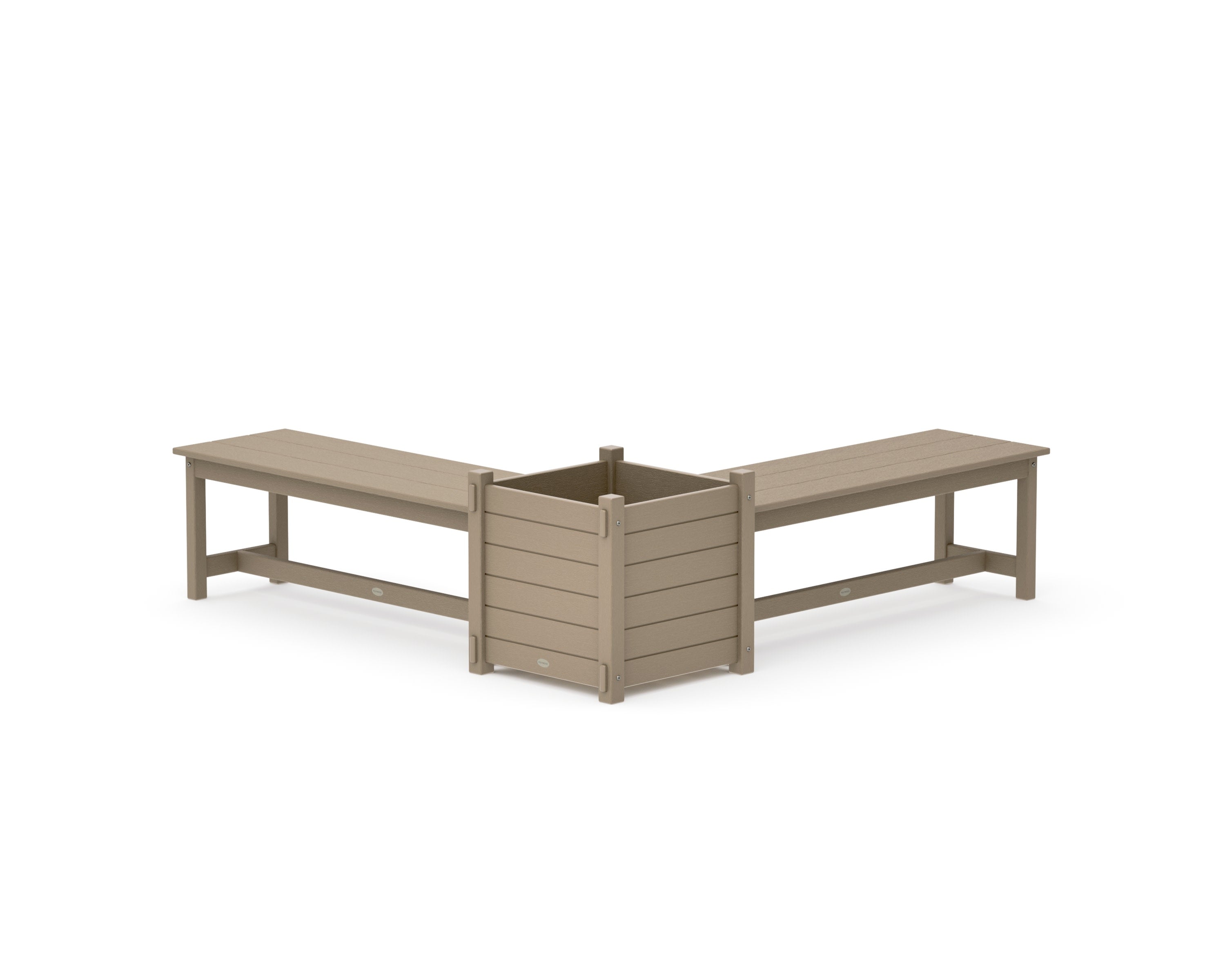 48" Nautical L- Shaped Planter Bench Set- Large in Vintage Sahara