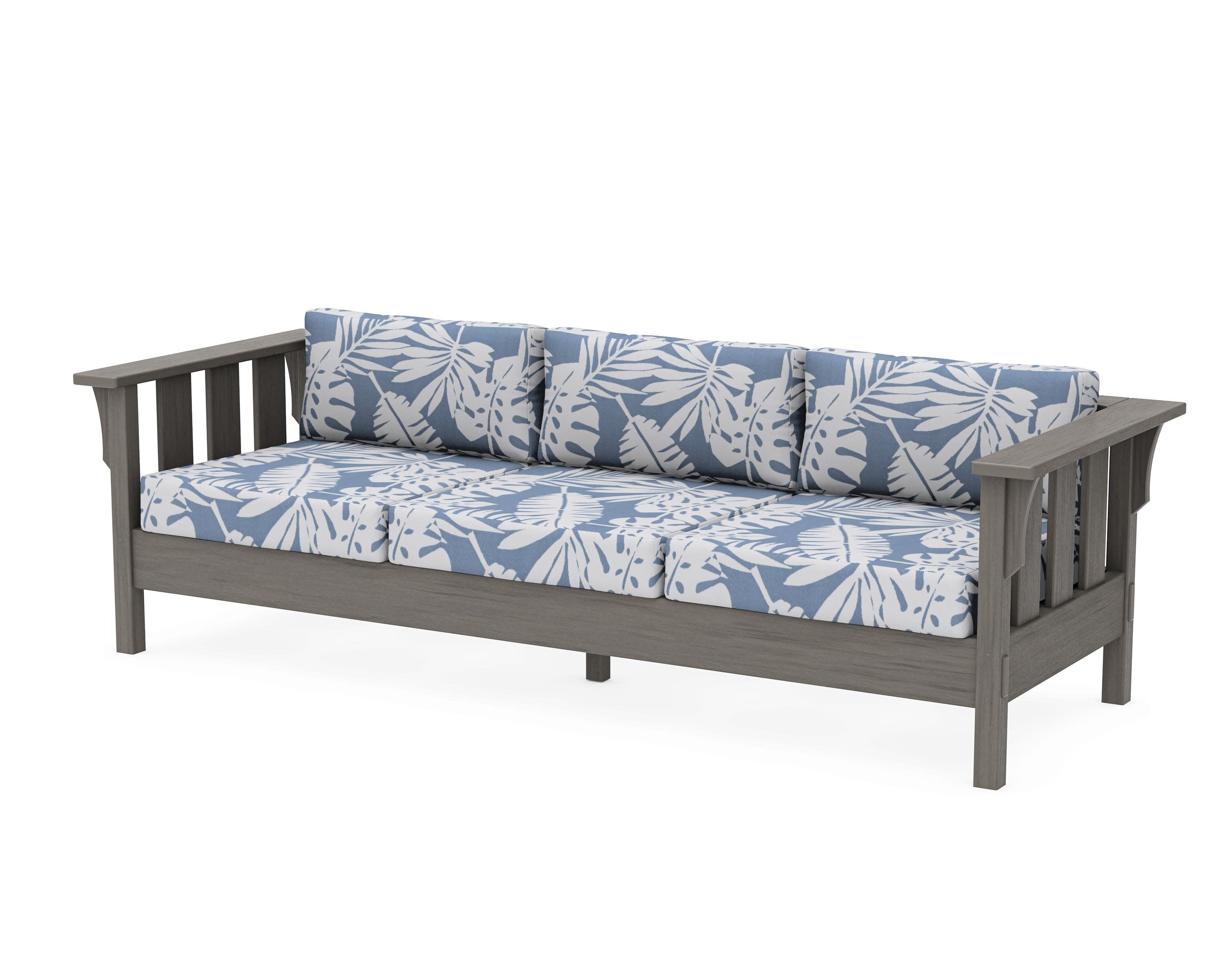 Acadia Deep Seating Sofa in Driftwood / Leaf Sky Blue