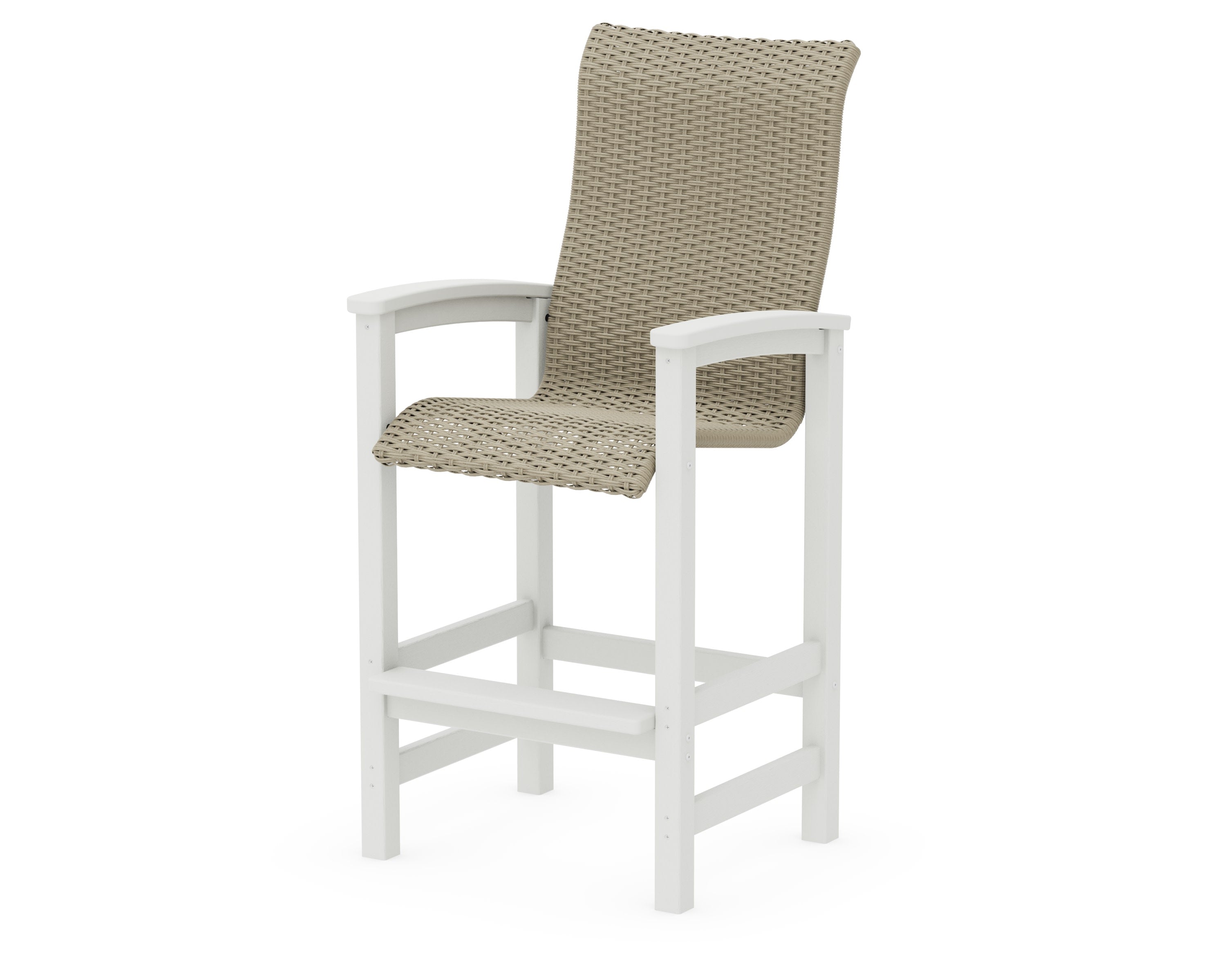 Coastal Woven High-Back Bar Chair in Vintage White / Dune Grass